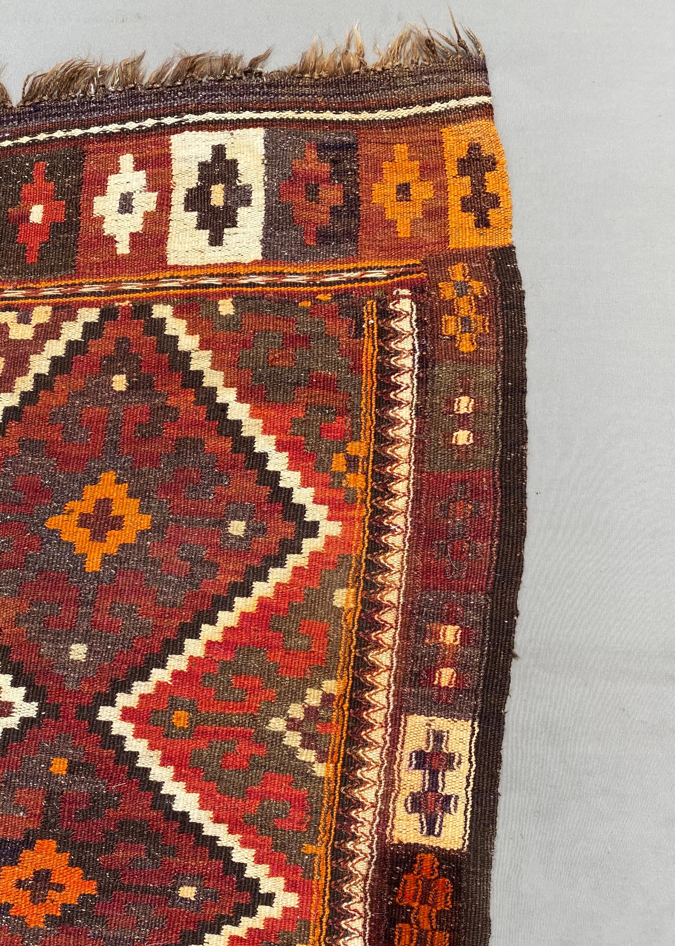 Uzbekistan Tartari Ranghi Kilim Rug from Wool, Early 20th Century For Sale 4