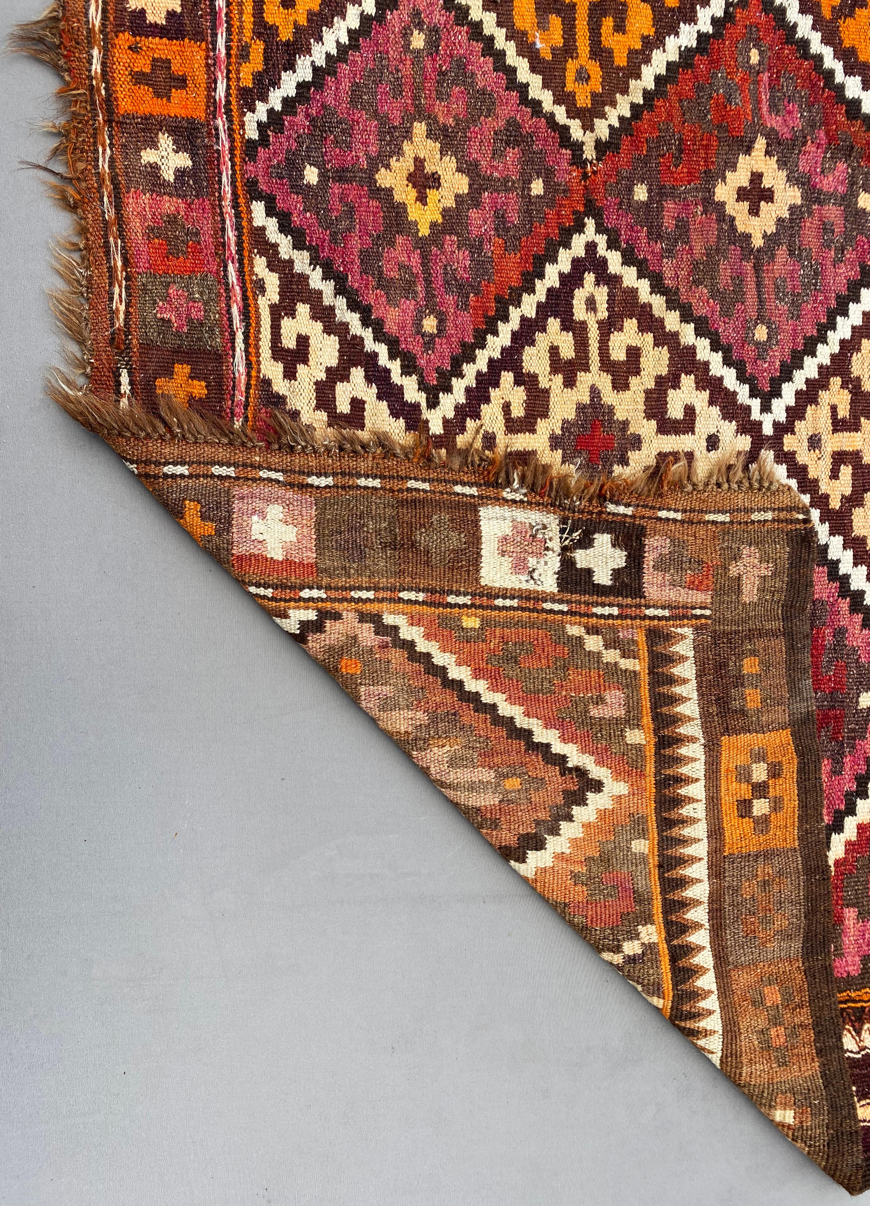 Uzbekistan Tartari Ranghi Kilim Rug from Wool, Early 20th Century For Sale 5