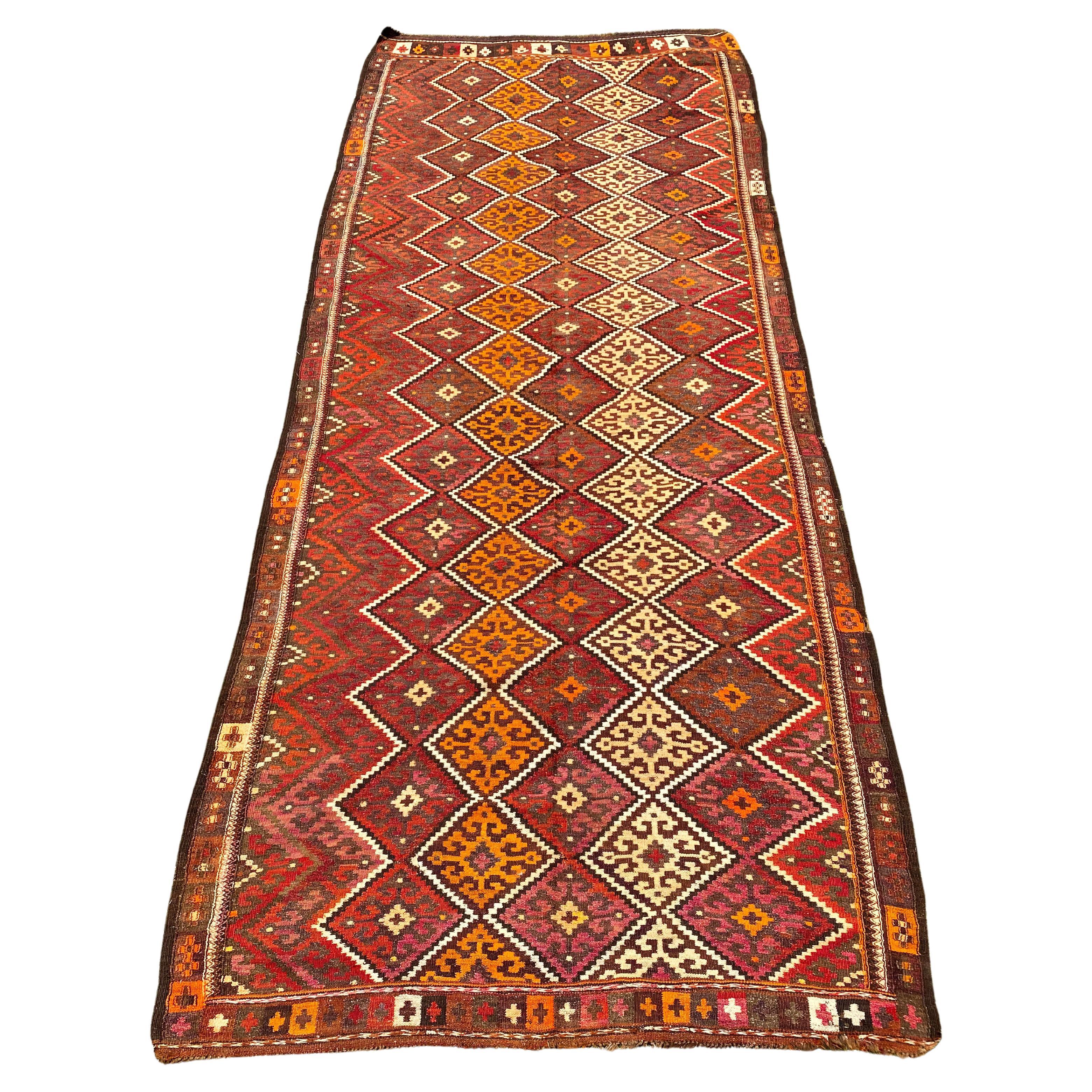 Uzbekistan Tartari Ranghi Kelim-Teppich aus Wolle, frühes 20. Jahrhundert