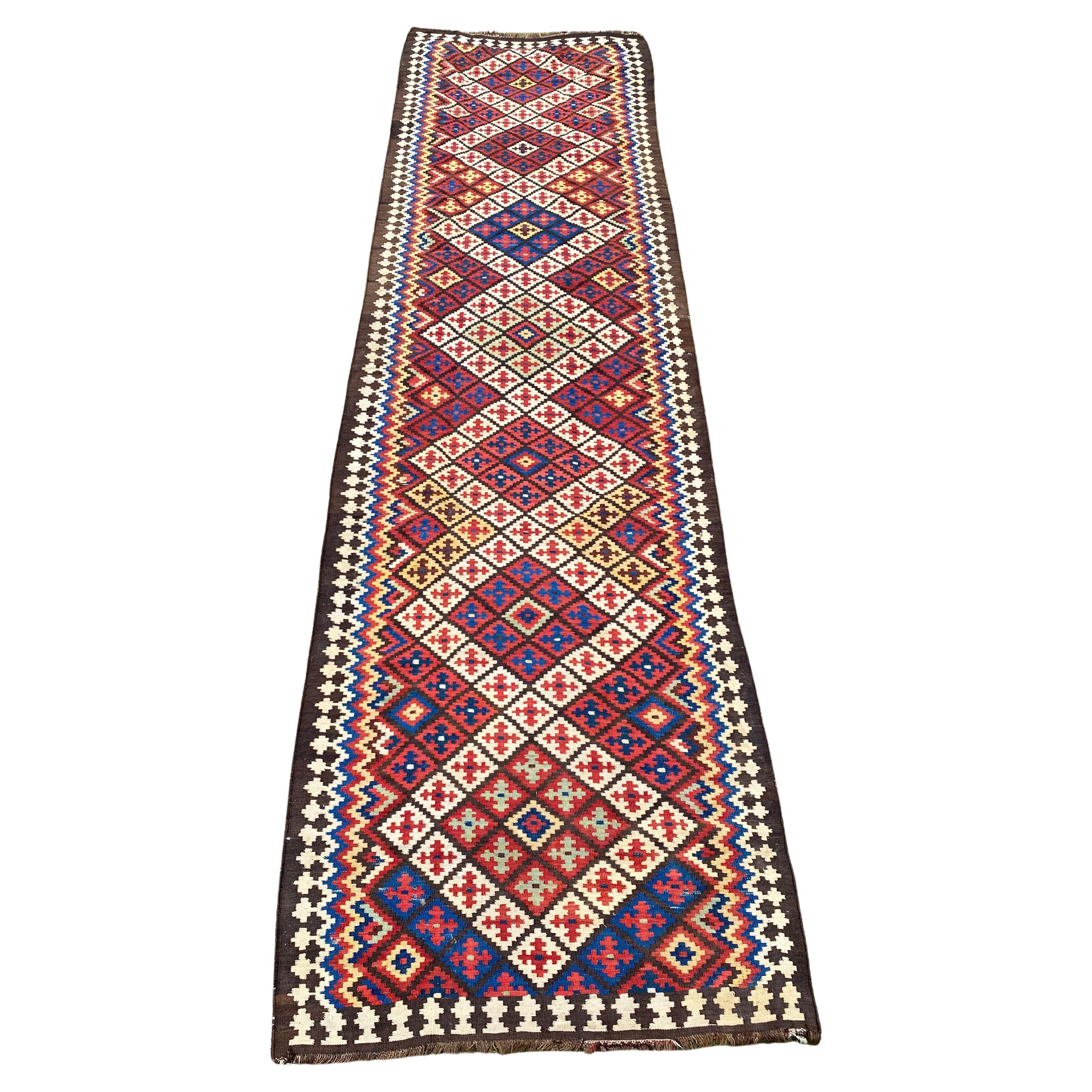 Uzbekistan Tartari Ranghi Kilim Rug from Wool, Early 20th Century