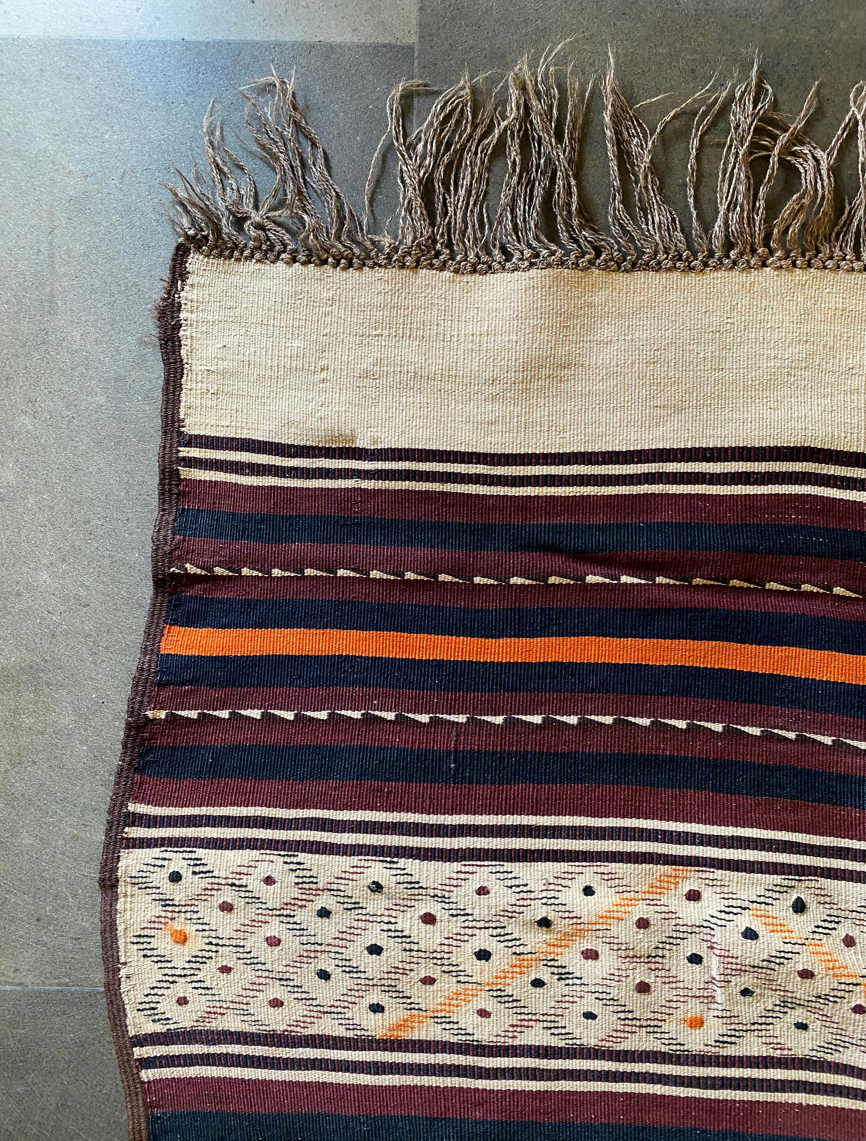 Hand-Crafted Uzbekistan Tartari Safid Kilim Rug from Wool, Early 20th Century For Sale