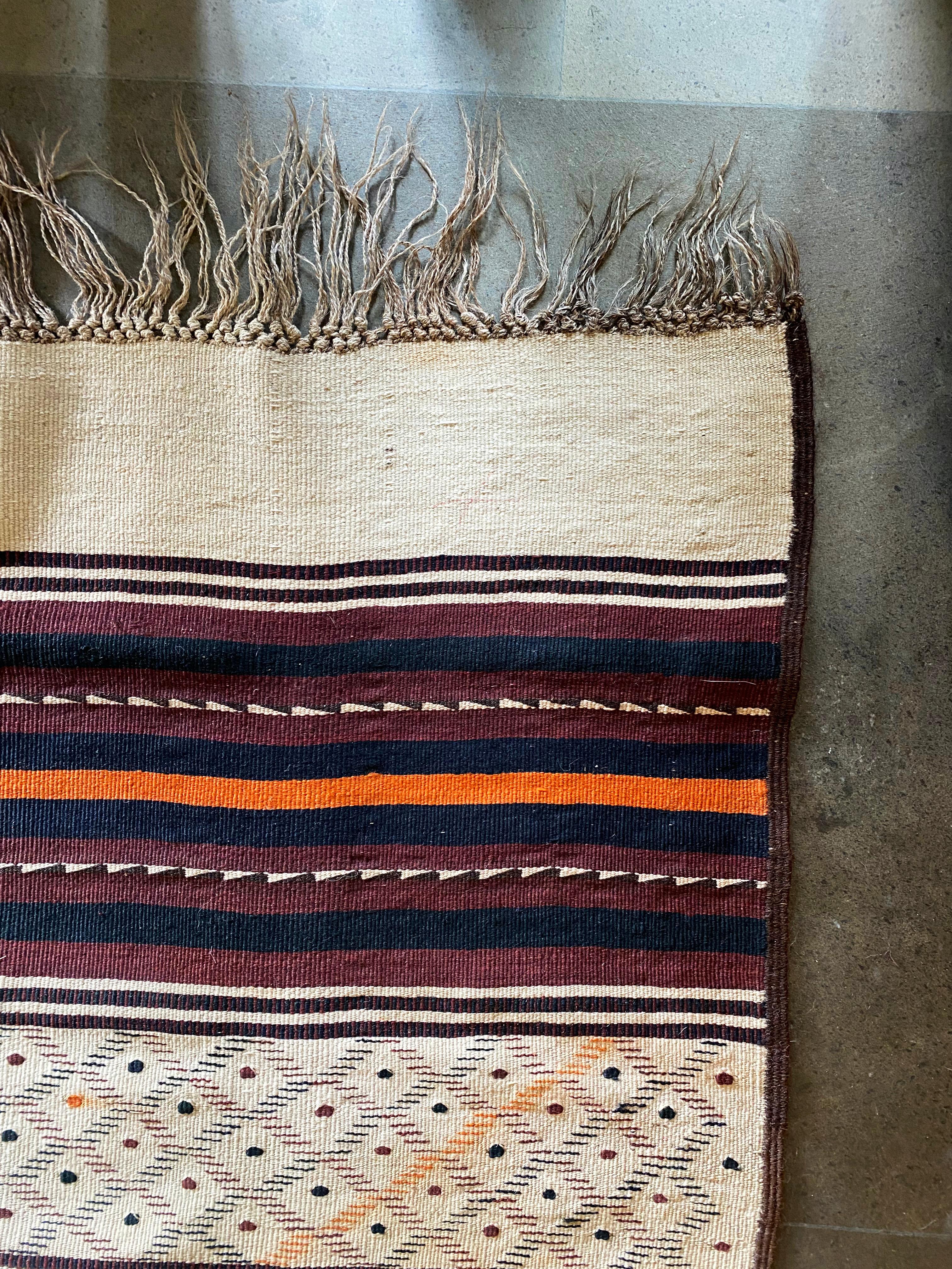 Uzbekistan Tartari Safid Kilim Rug from Wool, Early 20th Century In Good Condition For Sale In Jimbaran, Bali