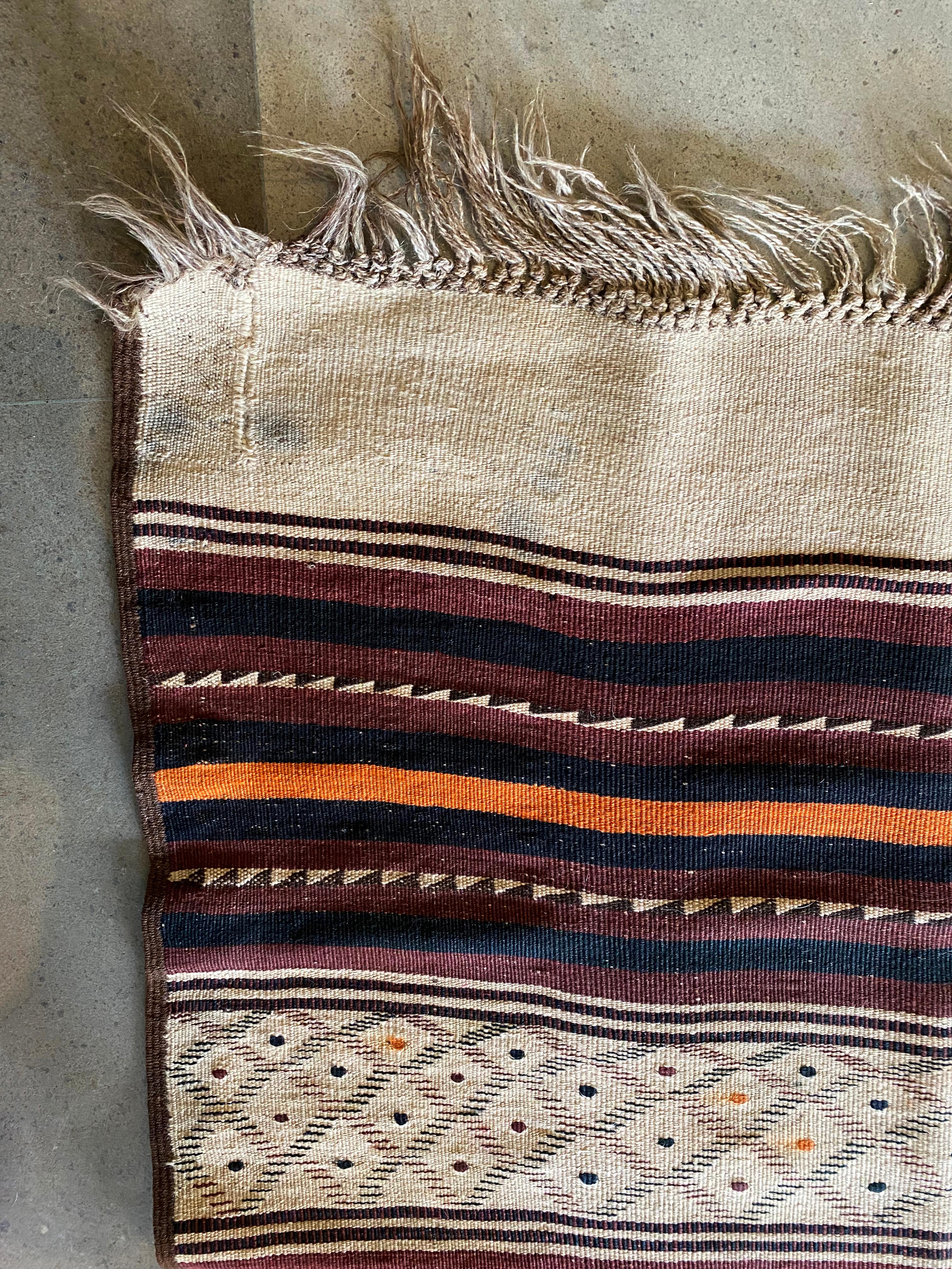 Uzbekistan Tartari Safid Kilim Rug from Wool, Early 20th Century For Sale 1