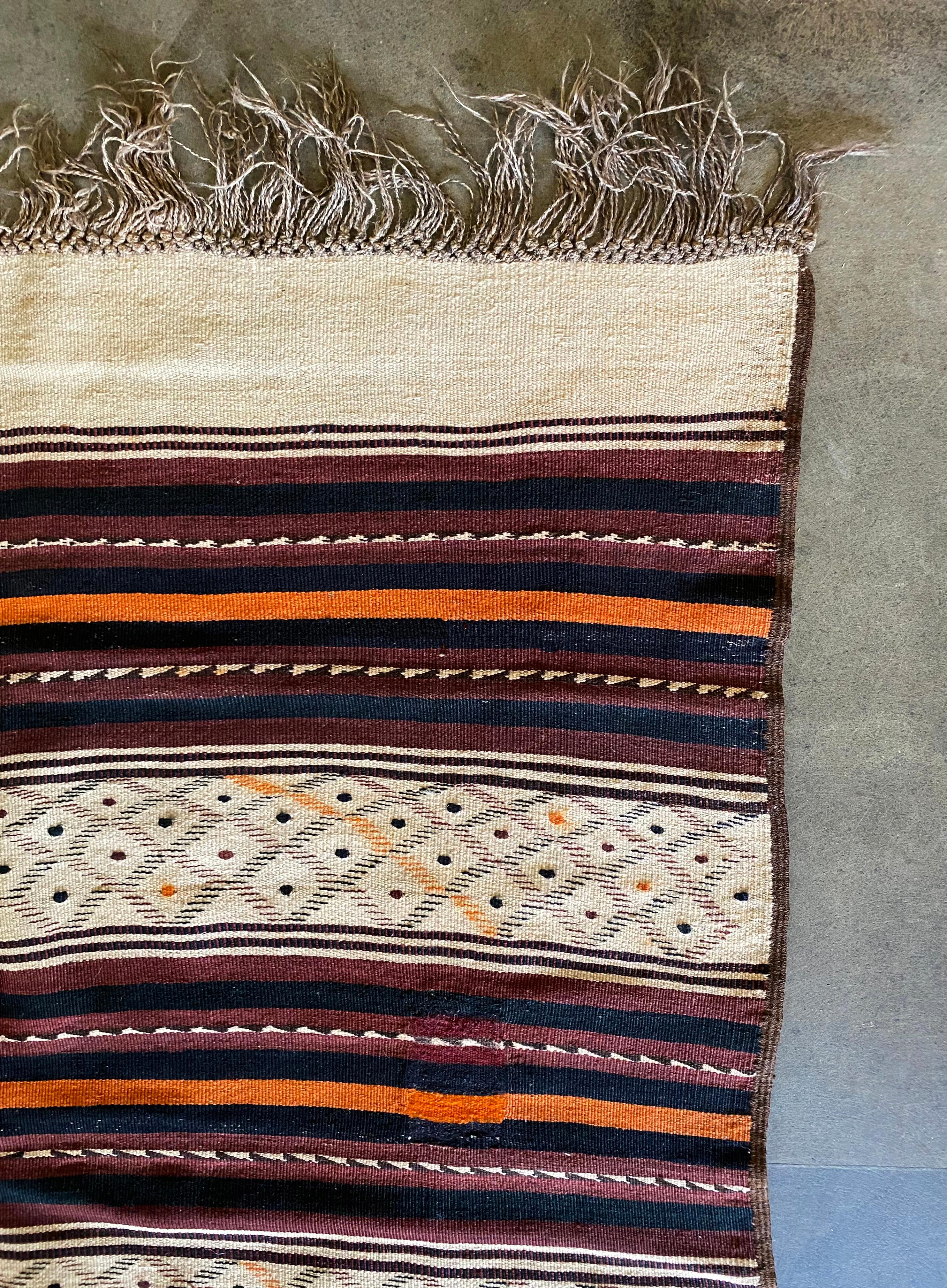 Uzbekistanischer Tartari-Saphid-Kelim-Teppich aus Wolle, frühes 20. Jahrhundert im Angebot 3