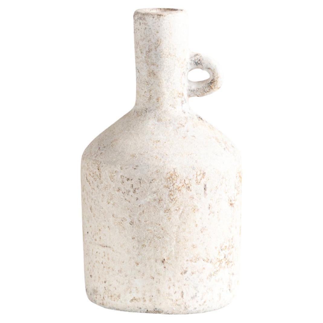 Vaso Uzo, Terracotta testurizzata fatta a mano in bianco