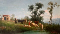 Landscape and animated pastoral scene
