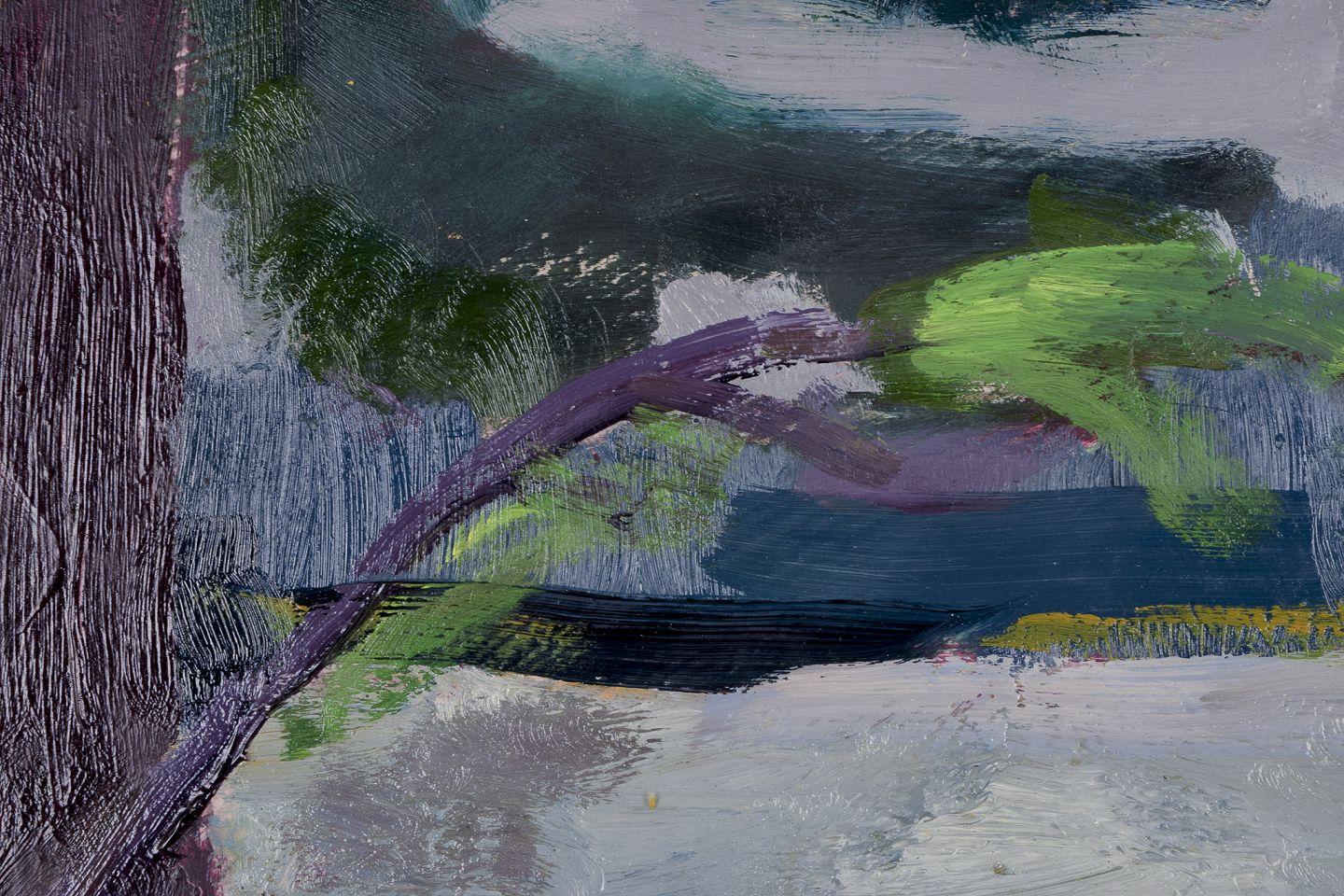 V. Axelsson, artista svedese. Olio su tela. Vista di una foresta e di un lago, 1946 In condizioni ottime in vendita a København, Copenhagen