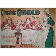 Affiche originale de Chocolat Grondard datant d'environ 1900 - Gastronomie - Publicité