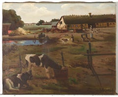 V. Birkholm (1879-1959) - Early 20th Century Oil, The Dairy Farm