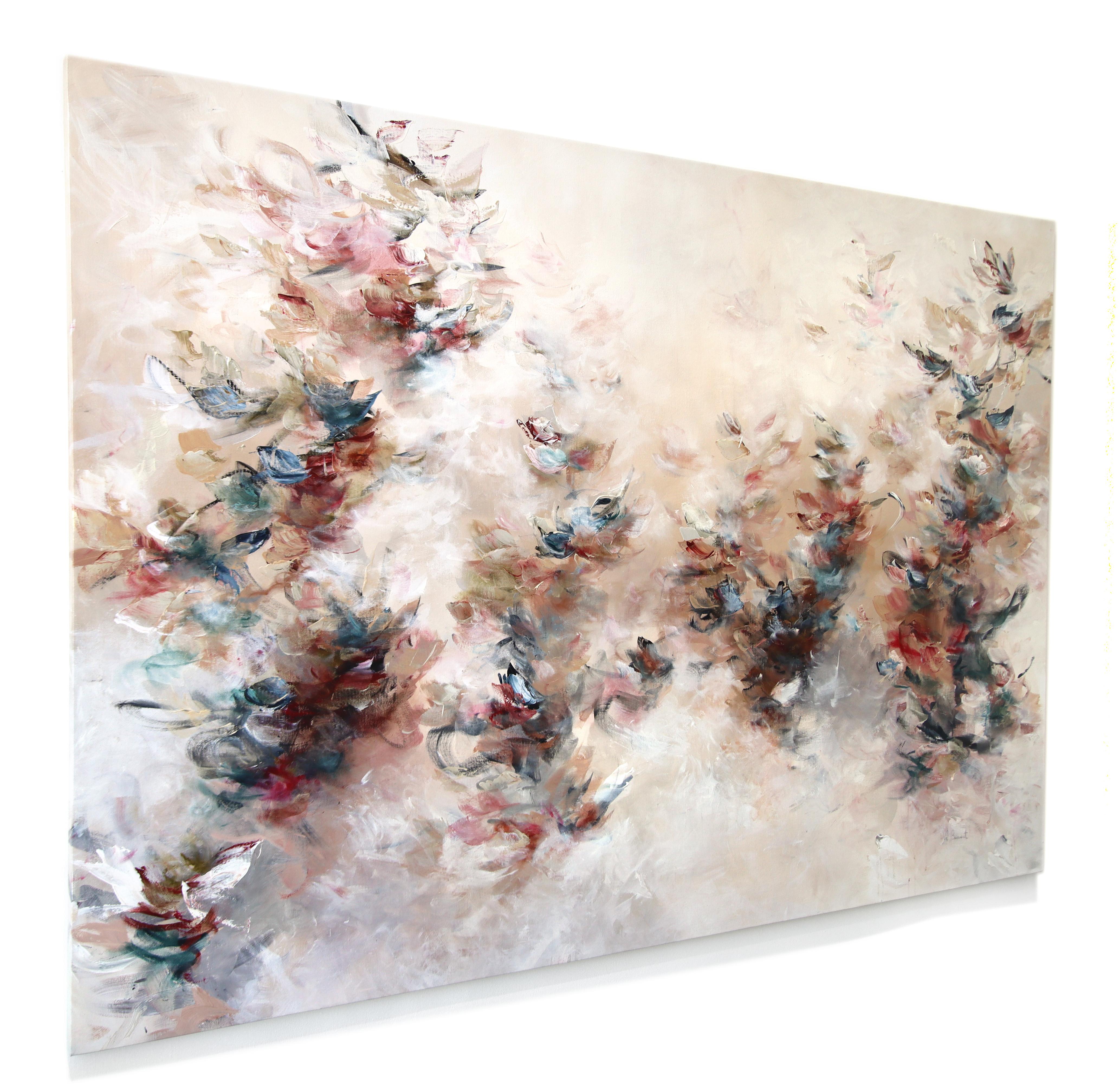 A Romantic Dance - Large Abstract Illuminous Textural Floral Acrylic Painting im Angebot 1