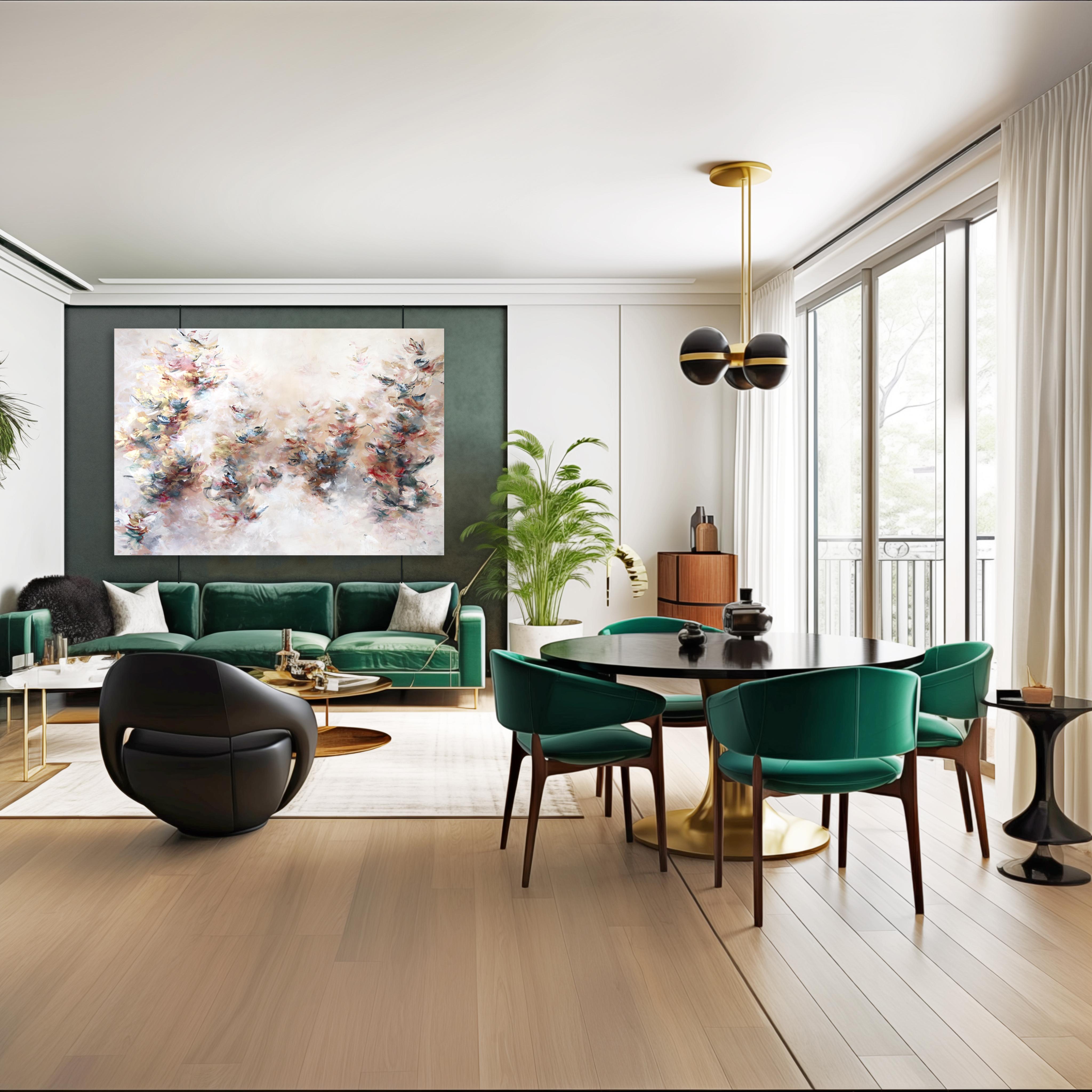 A Romantic Dance - Large Abstract Illuminous Textural Floral Acrylic Painting im Angebot 3