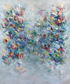 Alive with Colours - Peinture de paysage floral abstraite et douce