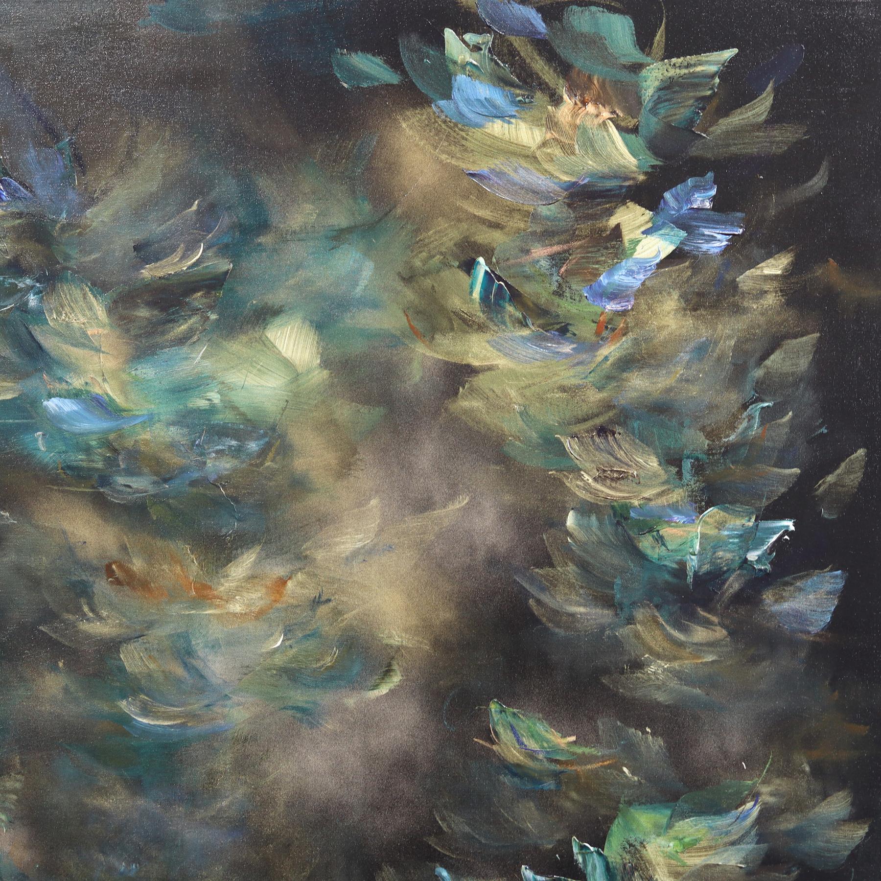 Awakening Dreams - Abstract Luminous Earth Tone Textural Floral Acrylic Artwork For Sale 1