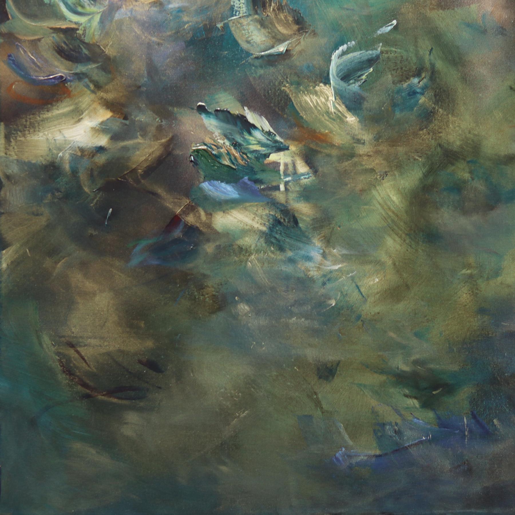 Awakening Dreams - Abstract Luminous Earth Tone Textural Floral Acrylic Artwork For Sale 3