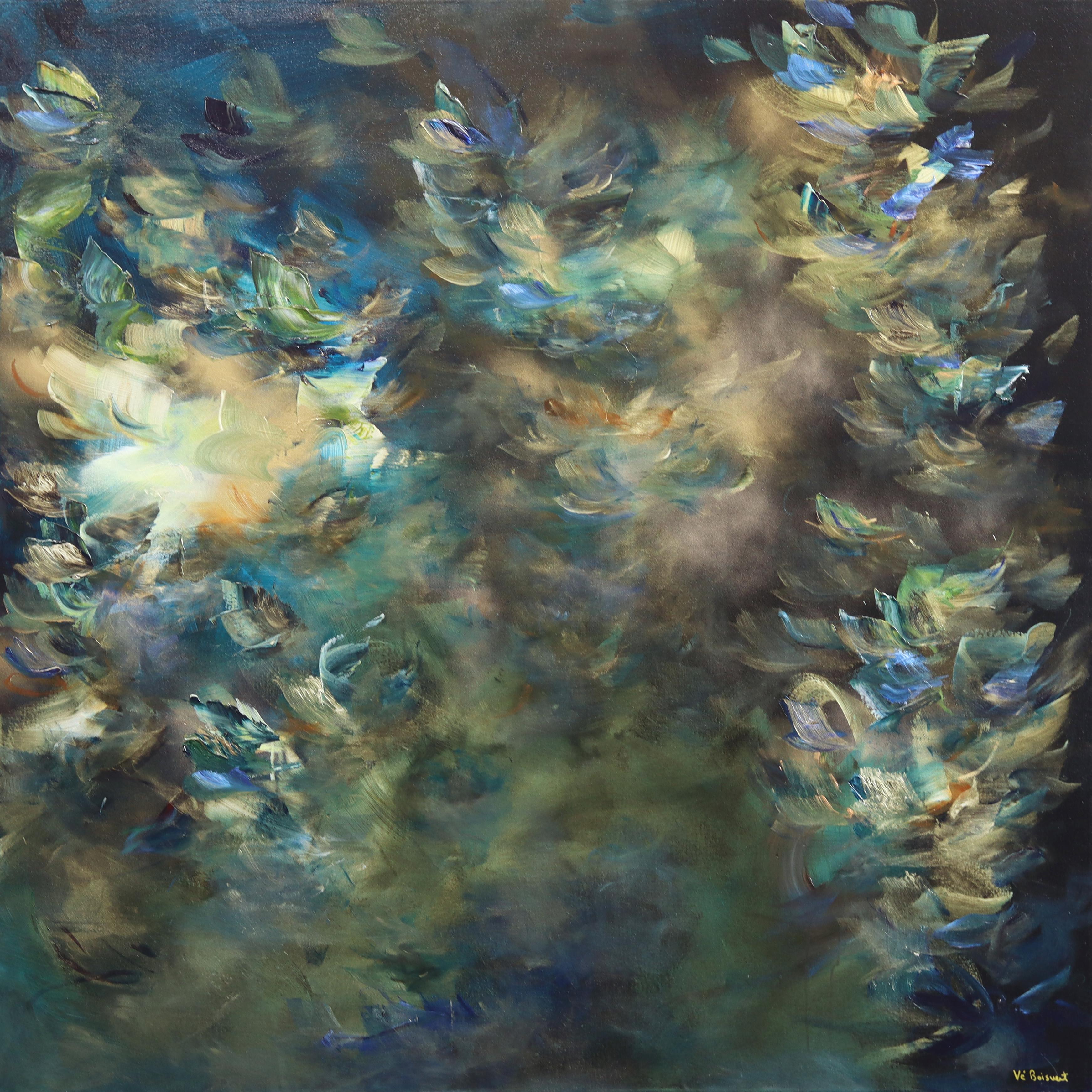 Vè Boisvert Abstract Painting - Awakening Dreams - Abstract Luminous Earth Tone Textural Floral Acrylic Artwork