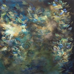 Despertar de los Sueños - Obra de Arte Acrílica Abstracta Floral Luminosa en Tonos Tierra y Texturas