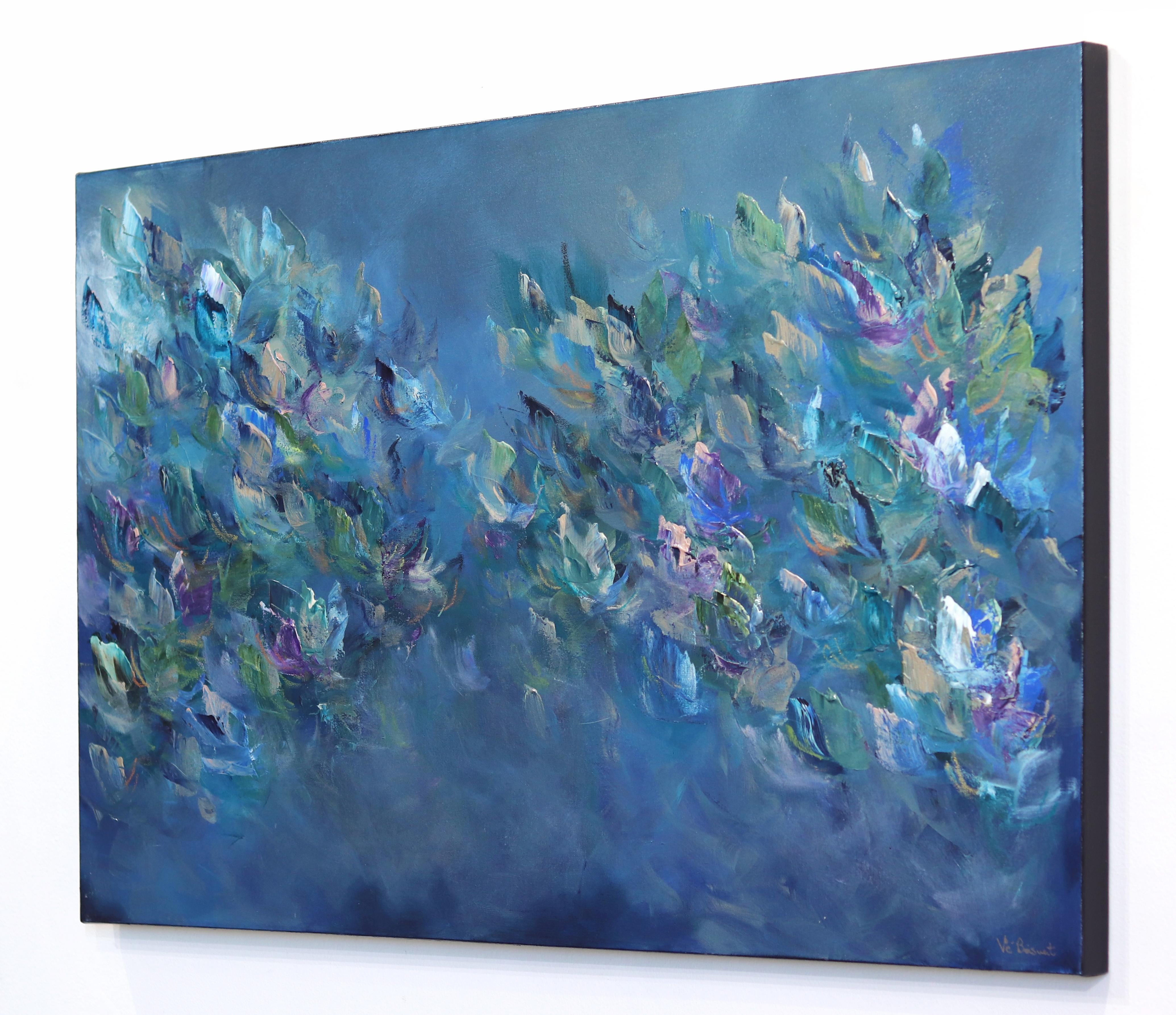 Beauty of the Sea - Blue Abstract Floral Painting For Sale 2