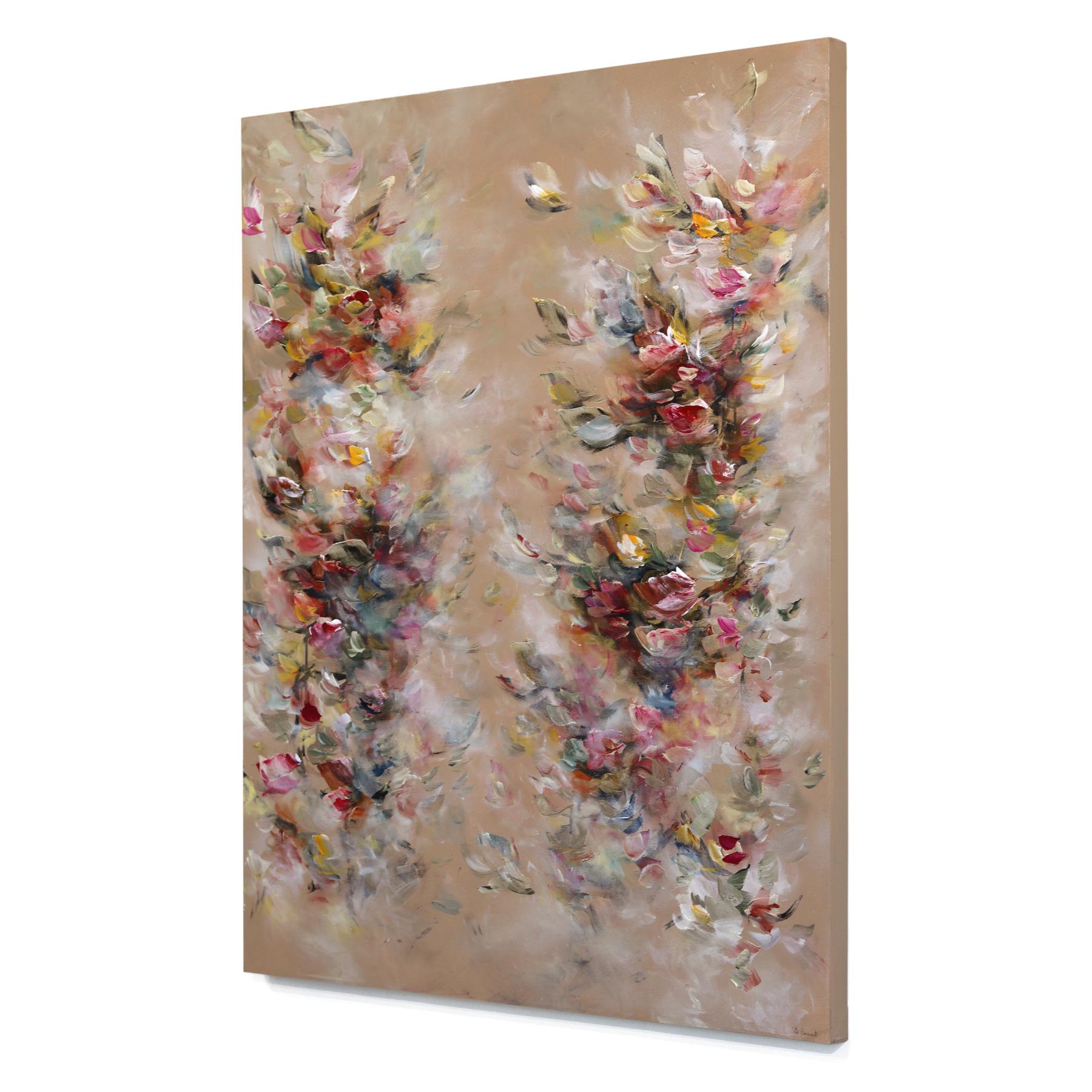 Blossoming Into Joy - Abstract Colorful Textural Floral Acrylic Canvas Painting en vente 1