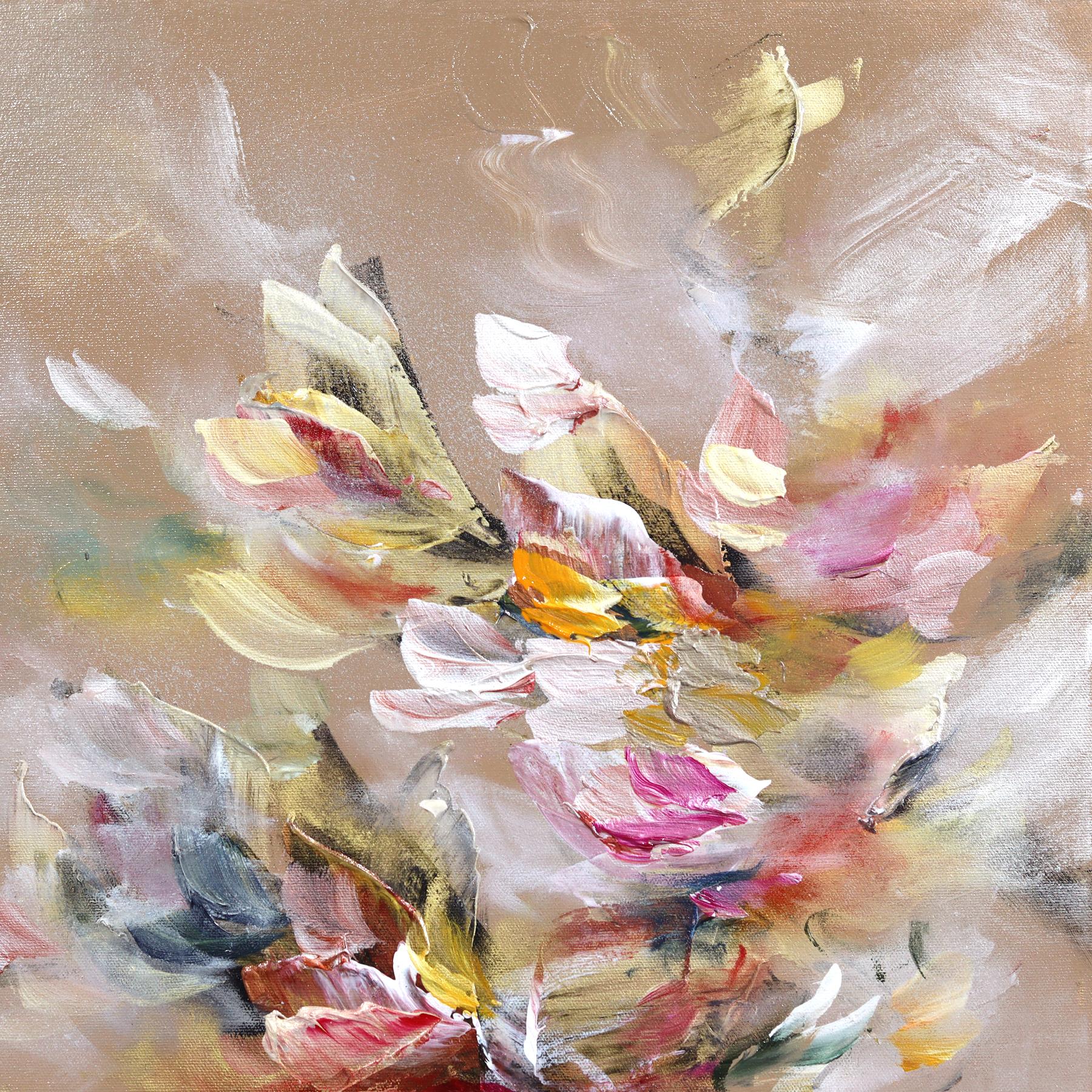 Blossoming Into Joy - Abstract Colorful Textural Floral Acrylic Canvas Painting en vente 2