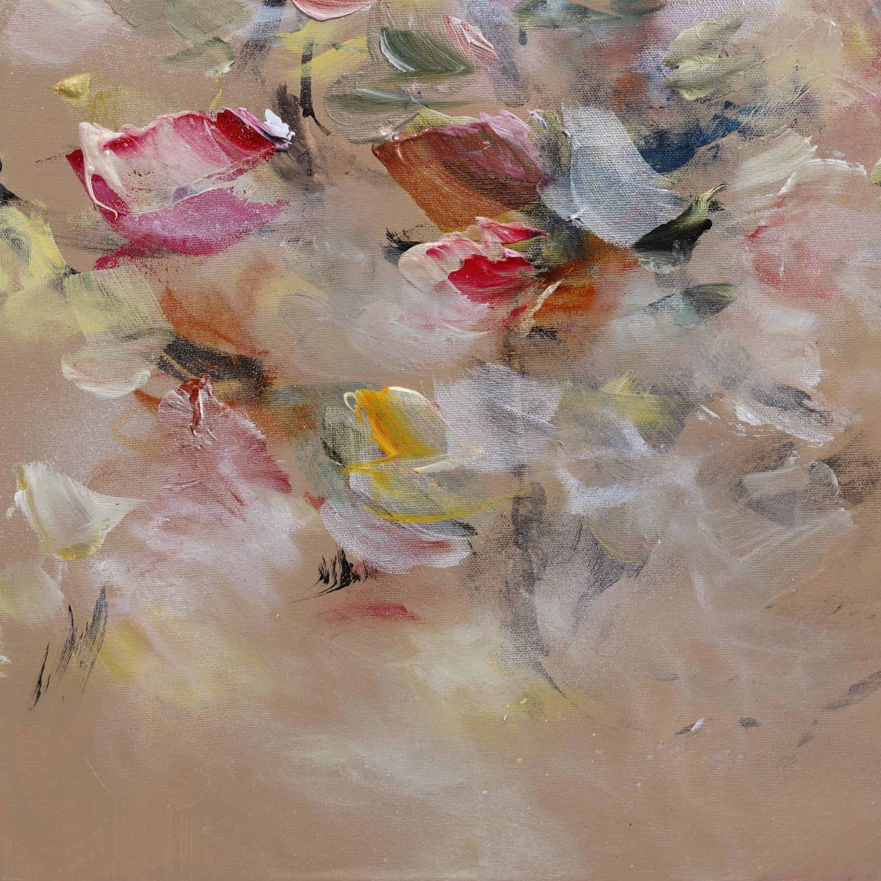 Blossoming Into Joy - Abstract Colorful Textural Floral Acrylic Canvas Painting en vente 4