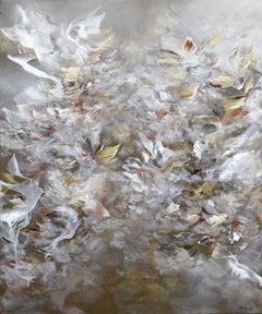 Cheers to Life! - Silver Gold Abstract Textural Acrylic Painting on Canvas