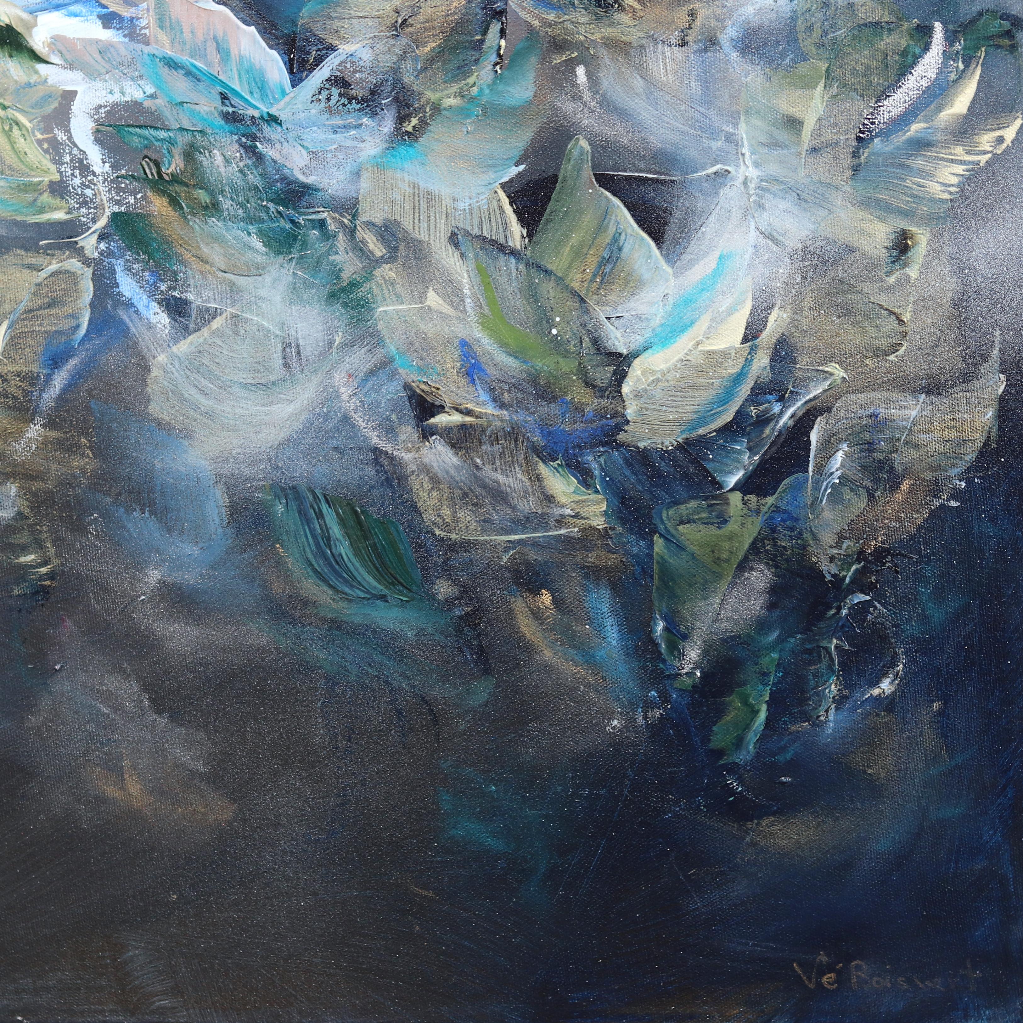 Danser Avec L'Ocean - Blue Abstract Floral Painting For Sale 1