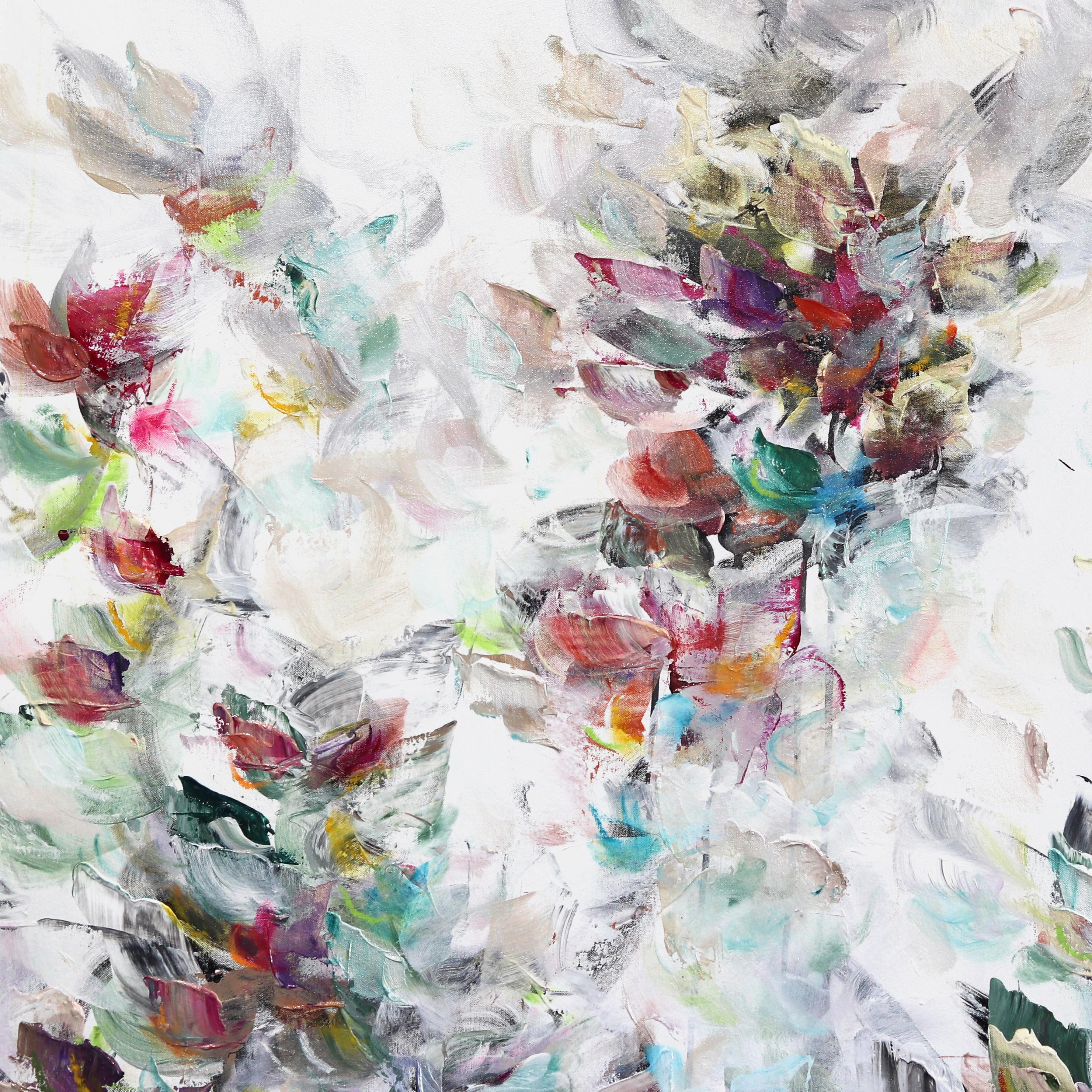 Dancing Blossom - Extra Large Oversized Soft Abstract Floral Painting For Sale 4