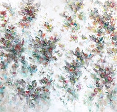 Dancing Blossom - Extra großes, übergroßes, weiches, abstraktes, geblümtes Gemälde in Übergröße