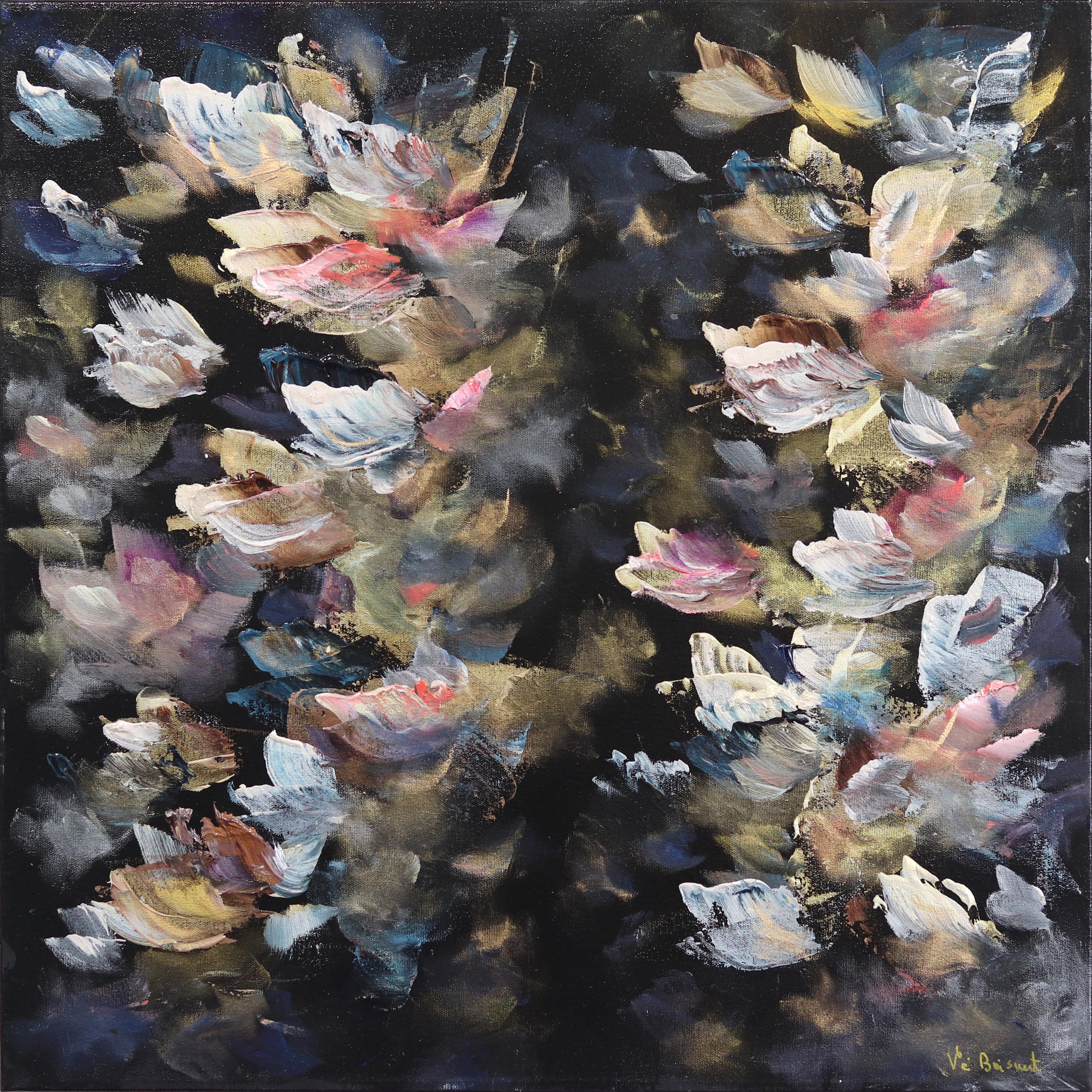 Fly Abstract Vè Boisvert - Fly With Me - Neutral Gold Black Abstract Floral Painting ...