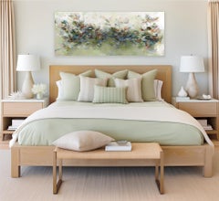 Freiheit in der Natur - Große abstrakte Grünton Texturierte Blumen Acrylgemälde