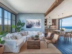 From the Cosmos to the Sea - Soft Cool Tone Textural Floral Abstract Painting