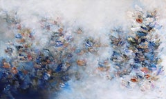 Dal cosmo al mare - Pittura astratta floreale dai toni morbidi e freddi