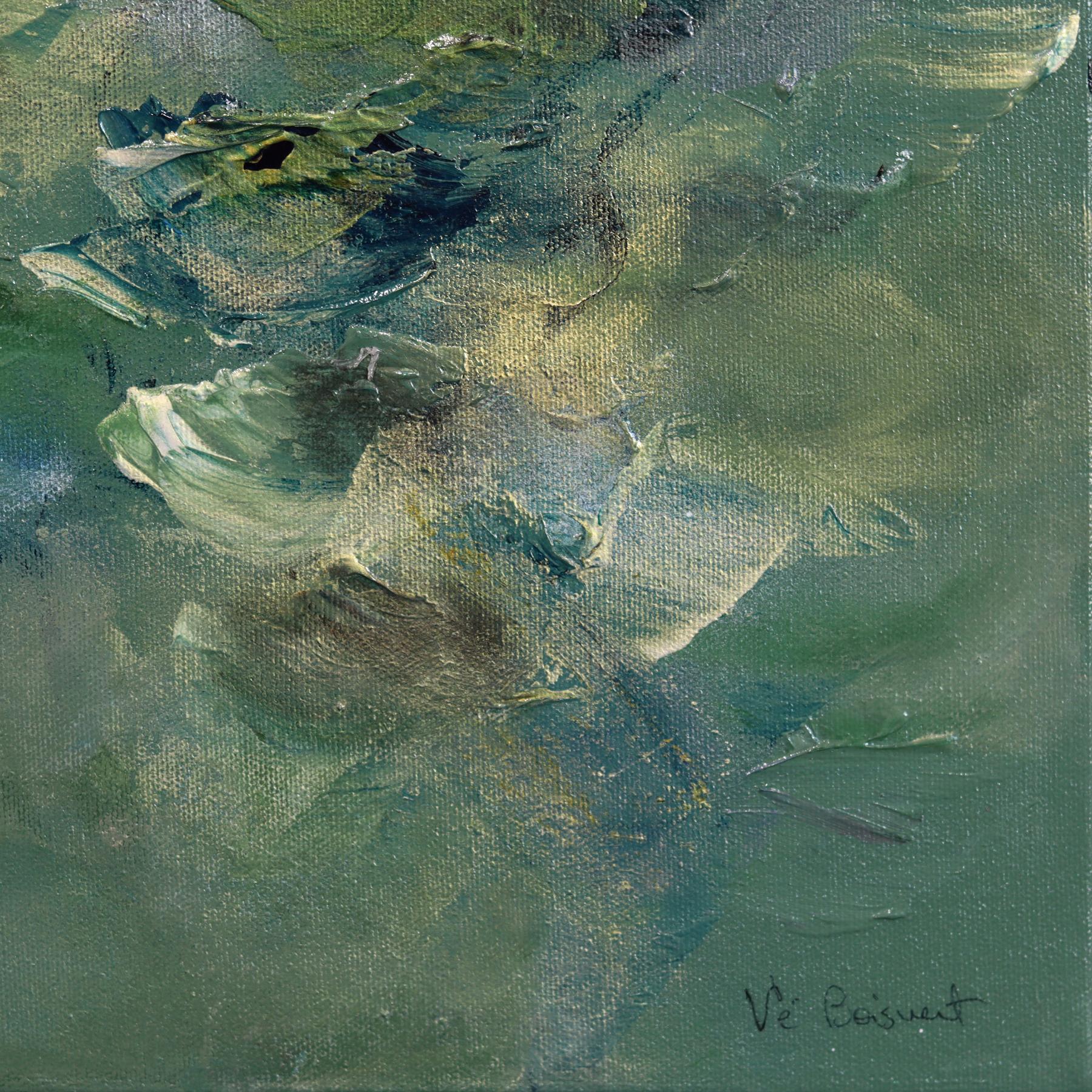 Healing Forest - Abstrakte Grüntöne Texturierte Blumen Acryl Leinwand Gemälde im Angebot 6