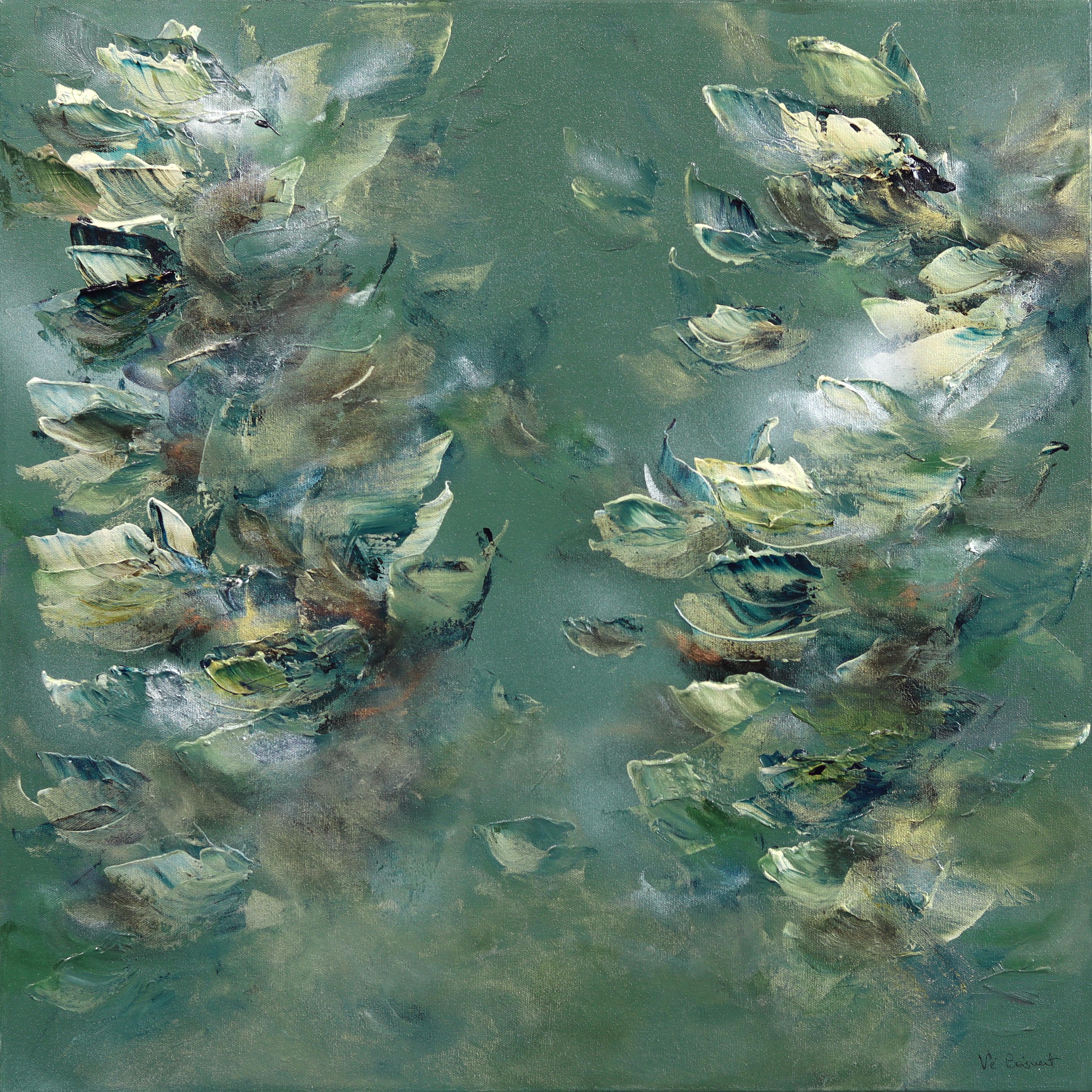 Healing Forest - Abstract Green Tone Textural Floral Acrylic Canvas Painting