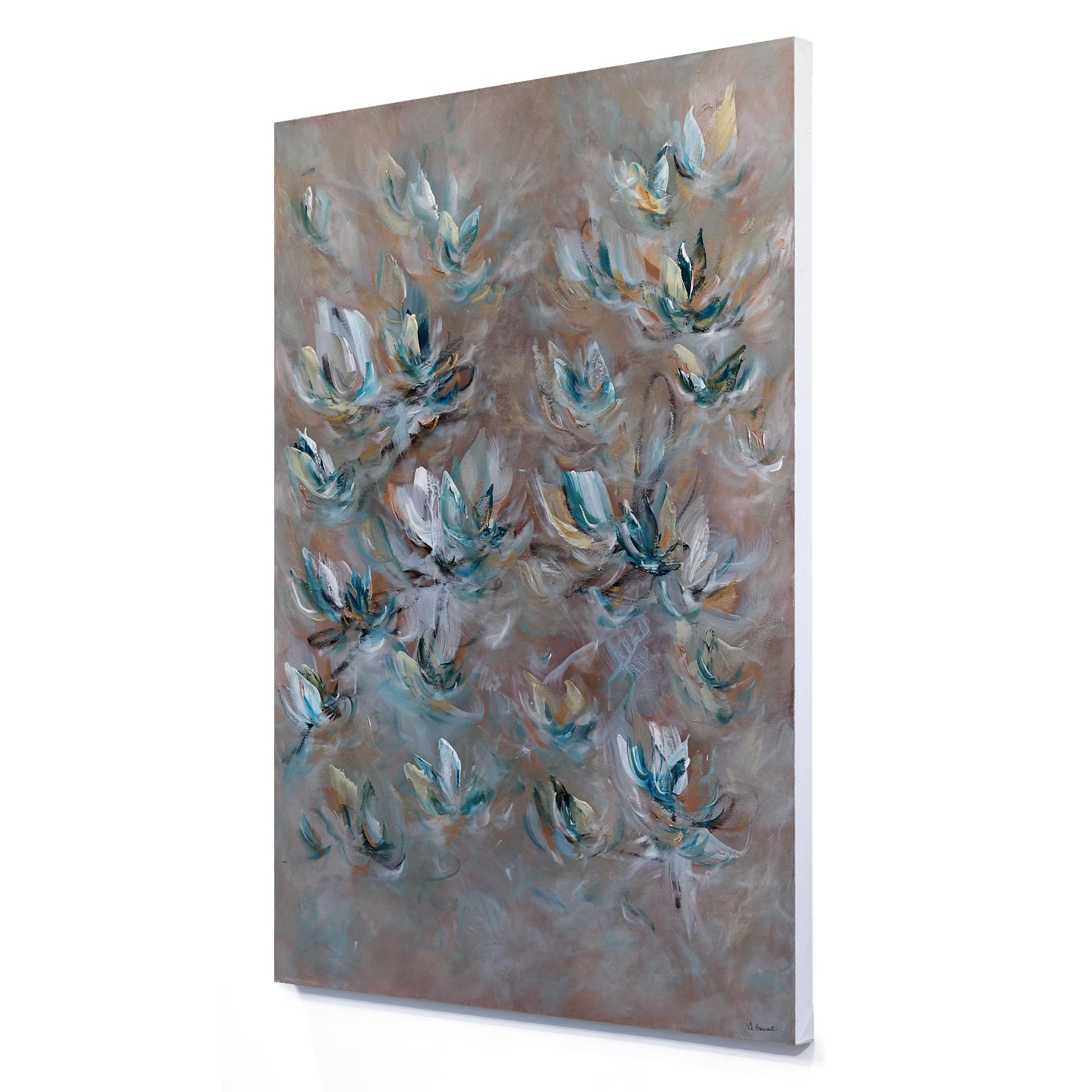 Inner Liberty - Soft Abstract Floral Neutral Tan Painting For Sale 3