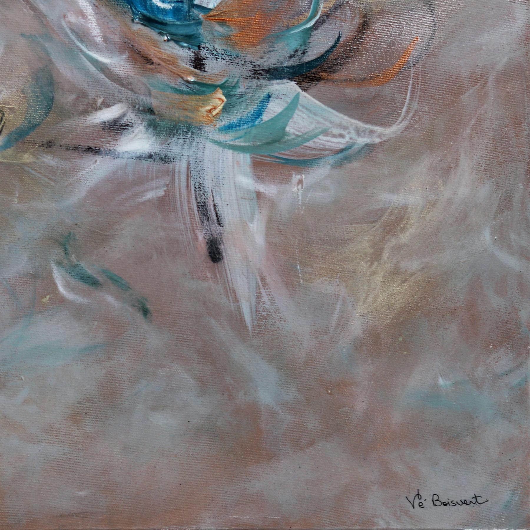 Inner Liberty - Soft Abstract Floral Neutral Tan Painting For Sale 4
