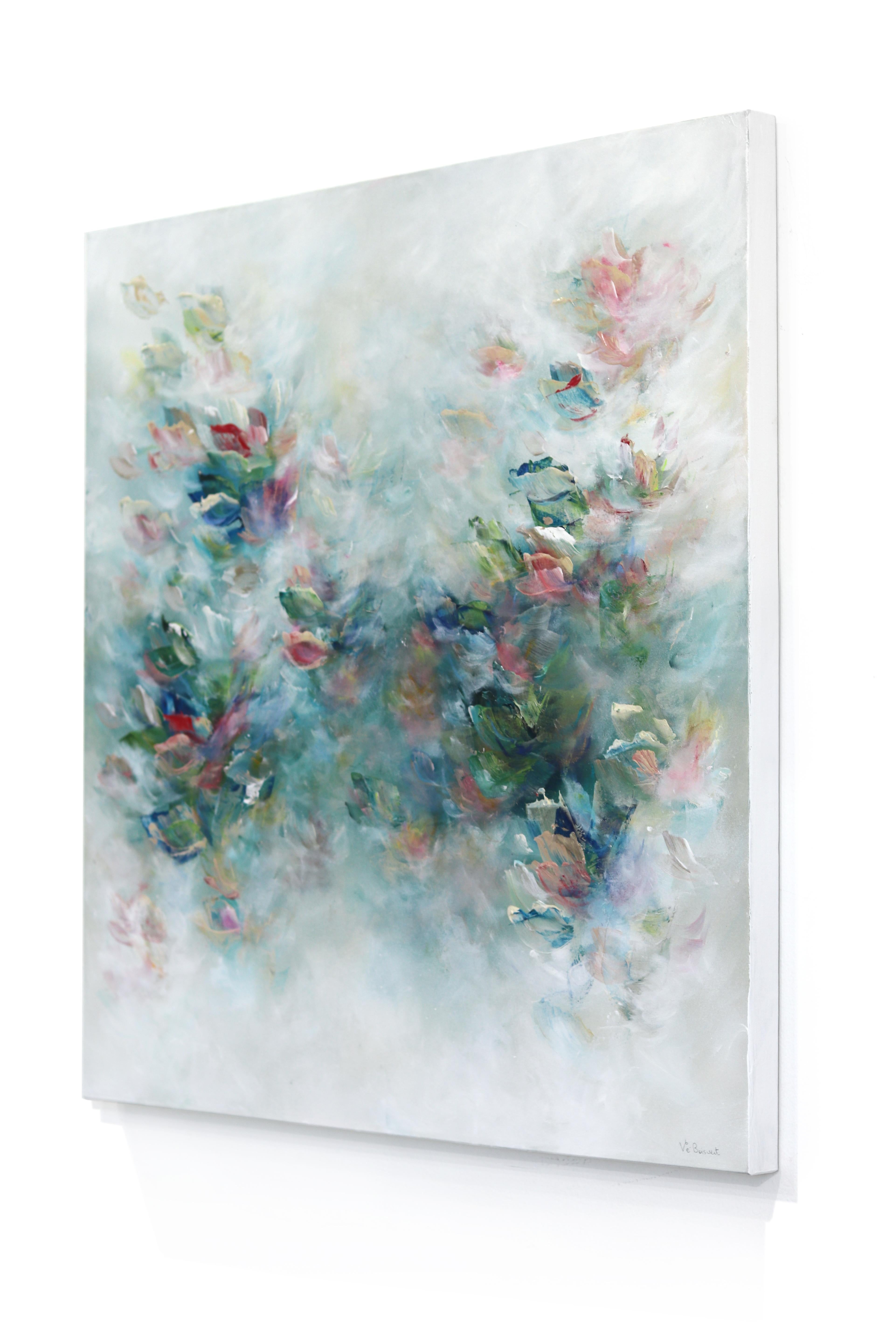 La Force Eternelle – Träumendes abstraktes geblümtes Gemälde (Grau), Abstract Painting, von Vè Boisvert