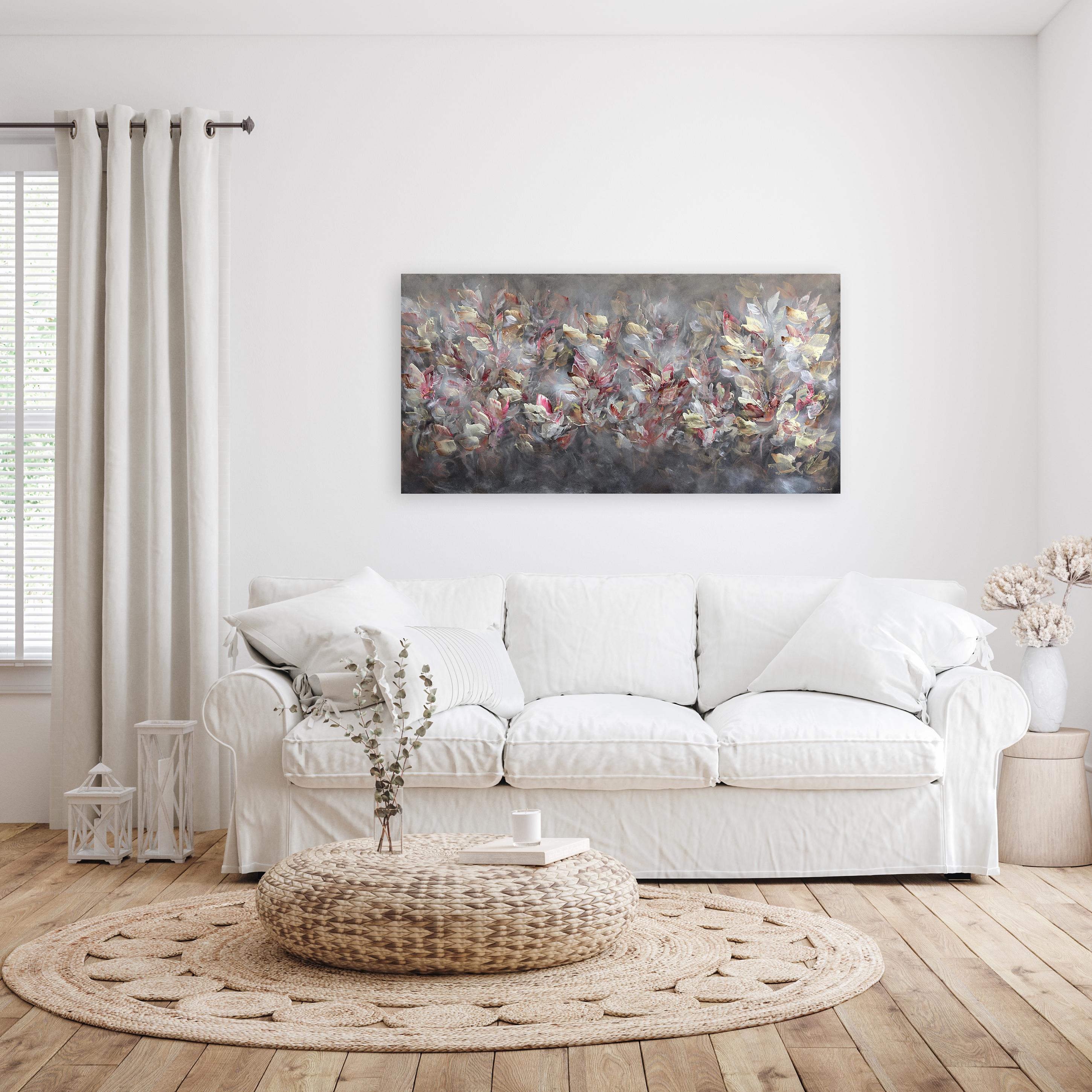 La Medecine du Coeur - Romantisches, weiches, strukturiertes, abstraktes, geblümtes Gemälde der Frau – Painting von Vè Boisvert