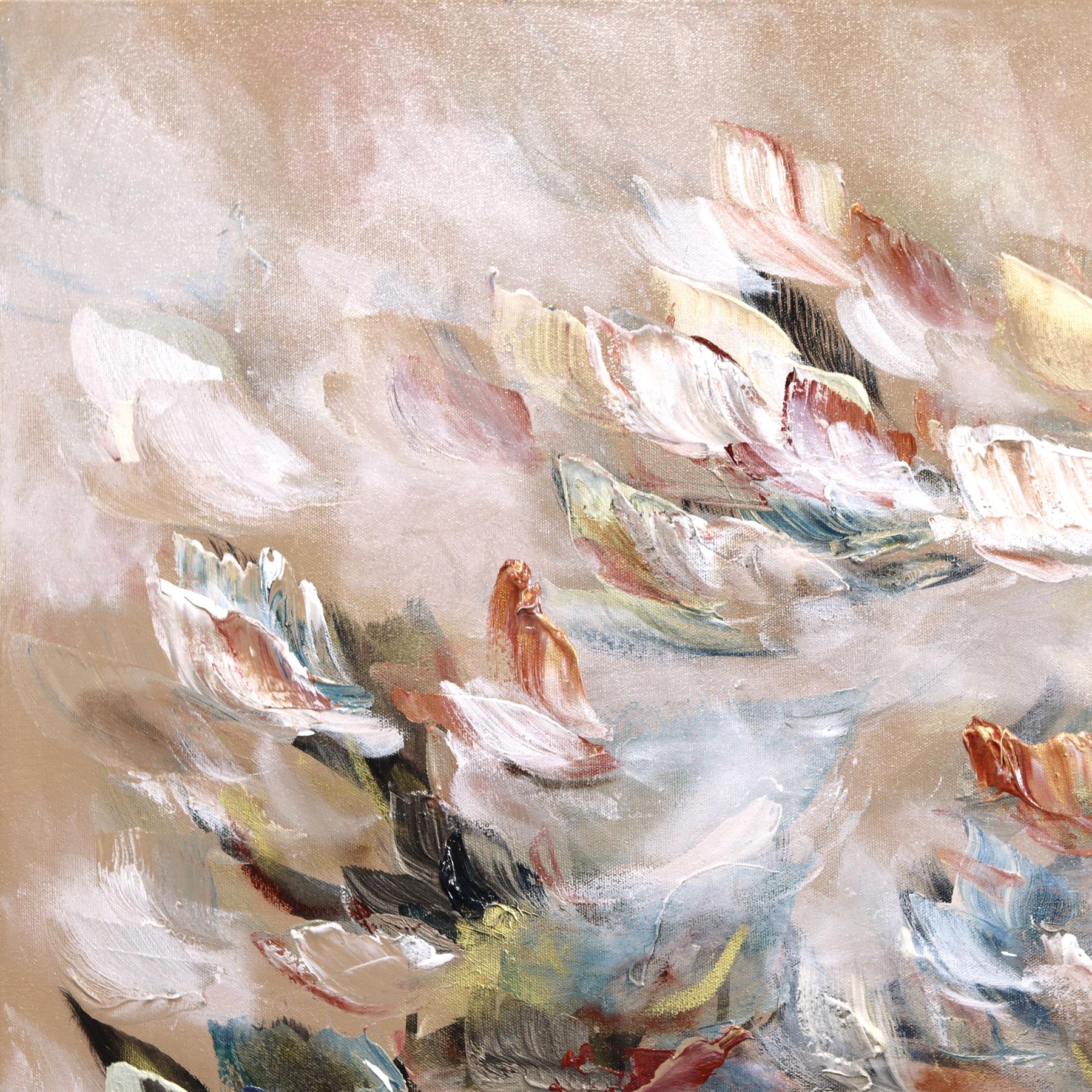 L'art de s'emerveiller -Large Abstract Luminous Textural Floral Acrylic Artwork For Sale 1