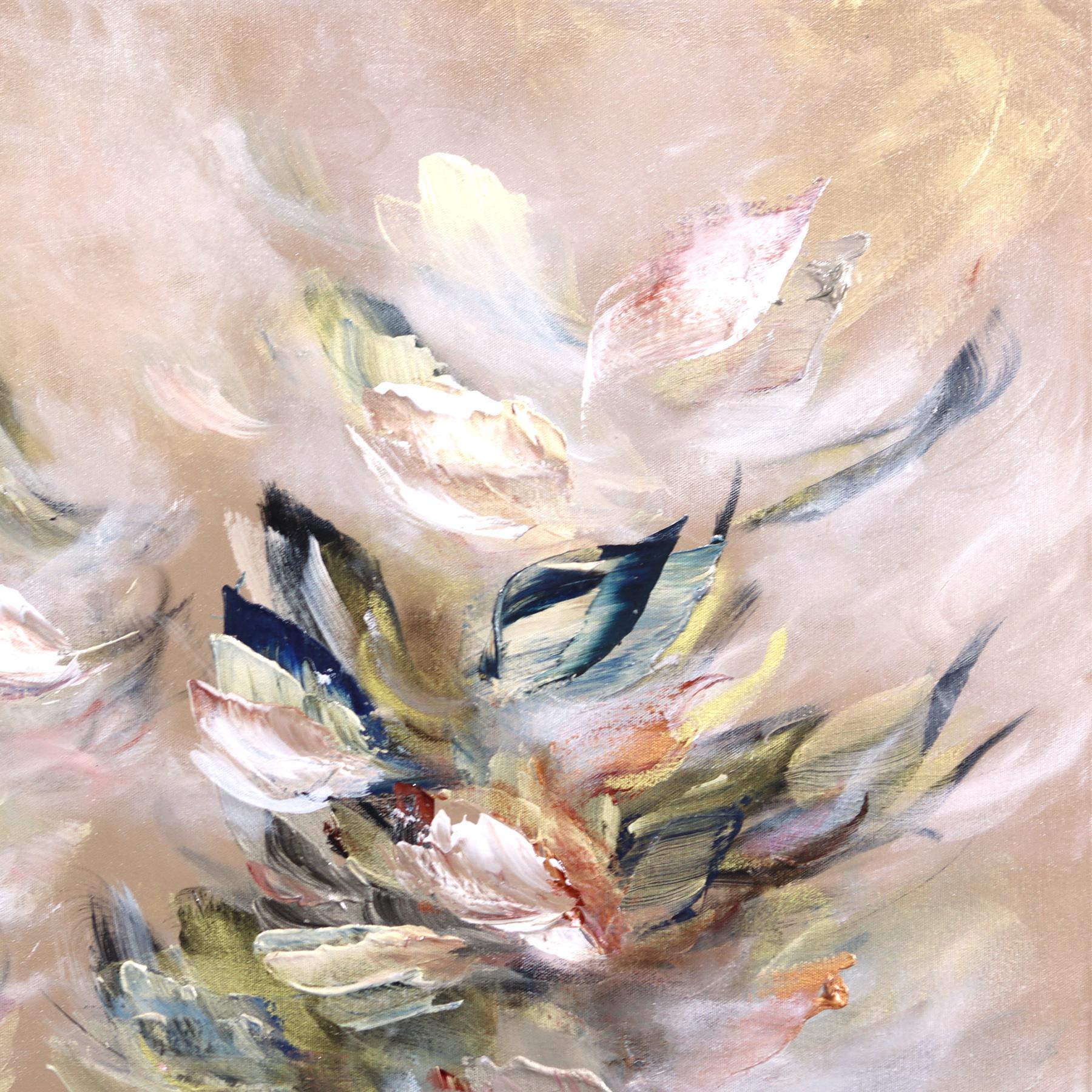 L'art de s'emerveiller -Large Abstract Luminous Textural Floral Acrylic Artwork For Sale 3
