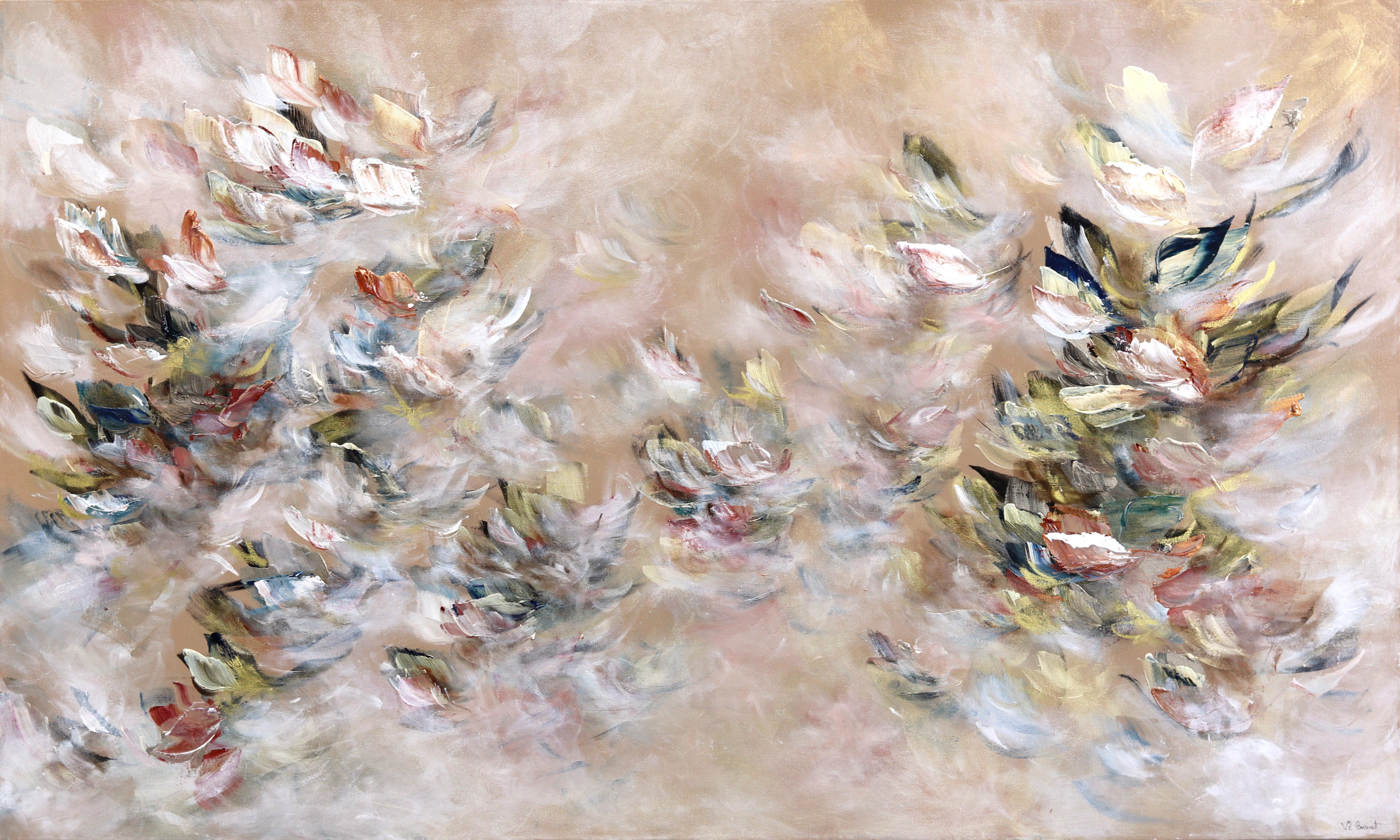 L'art de s'emerveiller -Large Abstrait Luminous Textural Floral Acrylic Artwork
