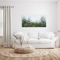 Les Nympheas du Paradis - Large Abstract Landscape Textural Painting on Canvas