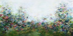 Les Nympheas du Paradis - Large Abstract Landscape Textural Painting on Canvas