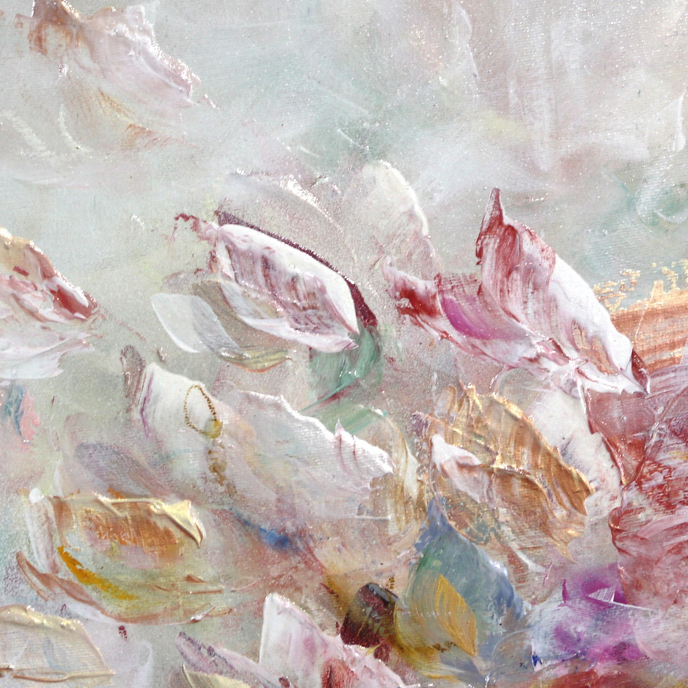 Libre et Lumineuse - Soft Abstract Dreamy Floral Landscape Painting For Sale 3