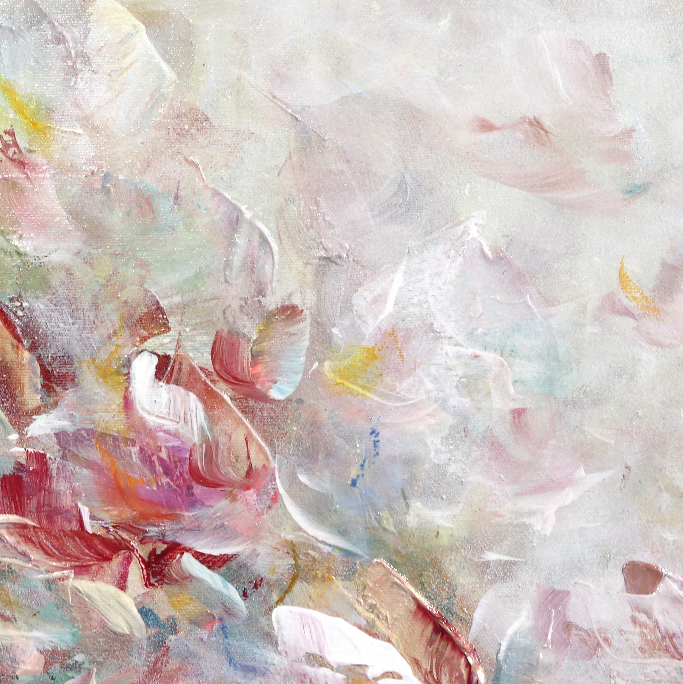 Libre et Lumineuse - Soft Abstract Dreamy Floral Landscape Painting For Sale 5