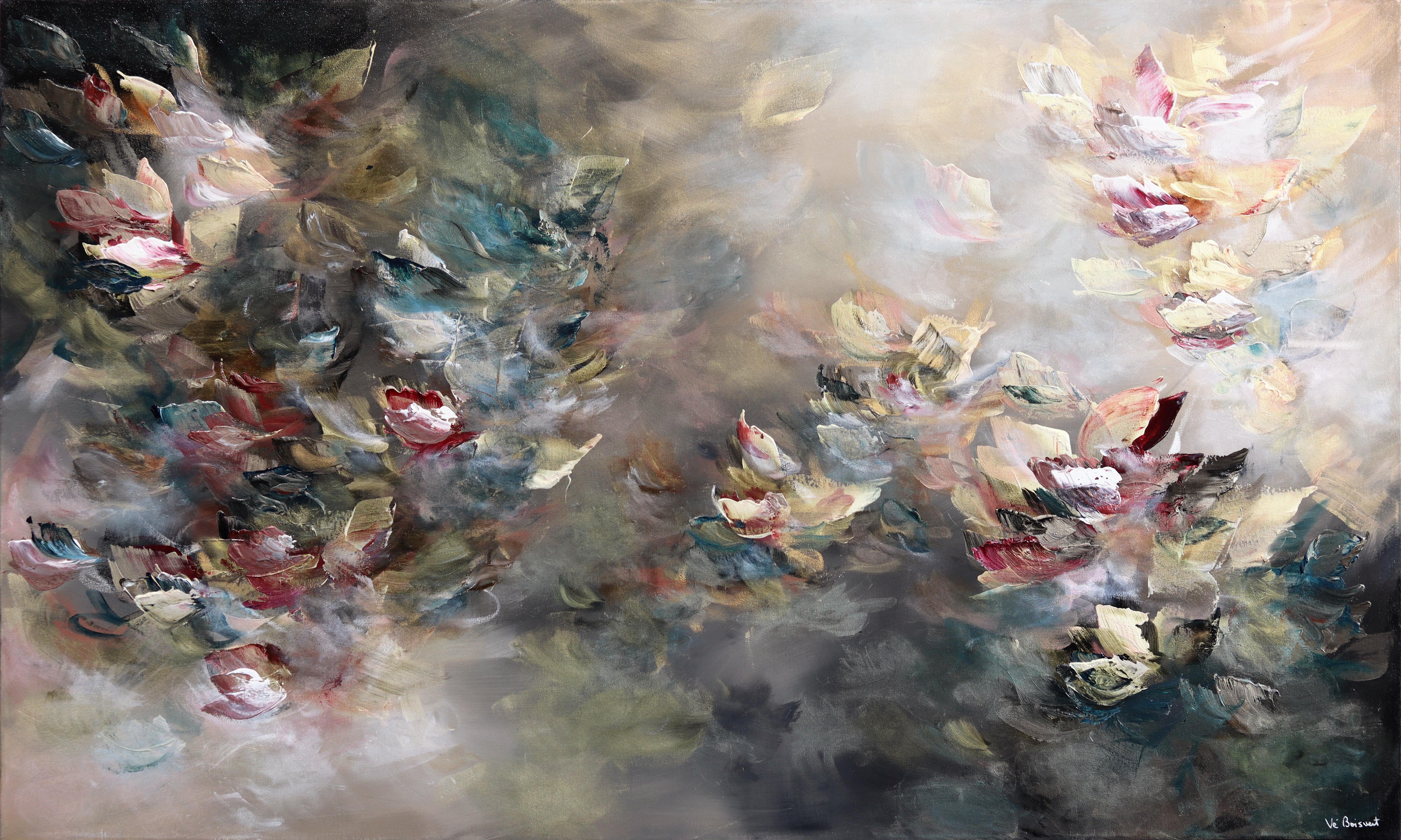 Abstract Painting de Vè Boisvert - Portal de la Puerta del León -Gran pintura acrílica abstracta de textura luminosa y floral