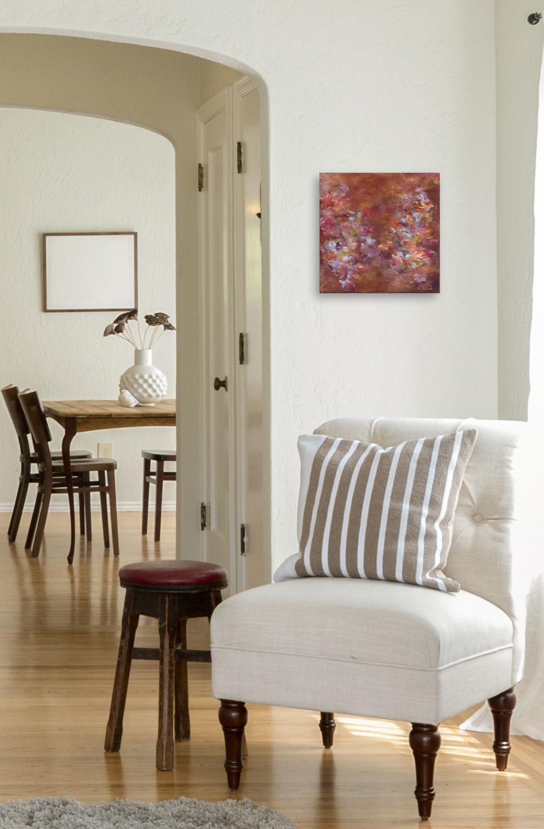 Live Passionately - Rotes abstraktes geblümtes Gemälde – Painting von Vè Boisvert