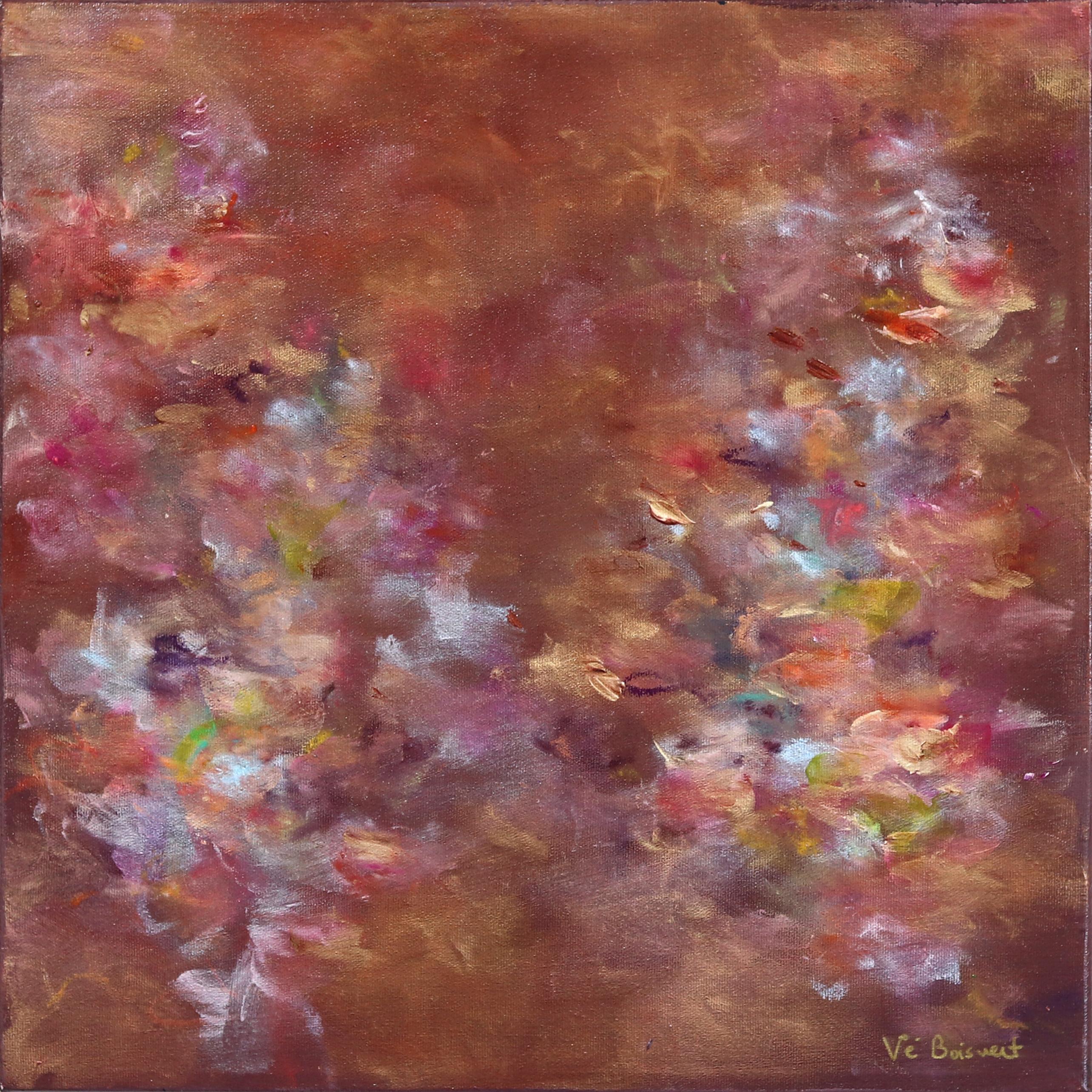 Vè Boisvert Abstract Painting – Live Passionately - Rotes abstraktes geblümtes Gemälde