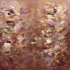 Love Bed - Luminous Original Abstract Painting Earthy Neutrals, Metallic Texture