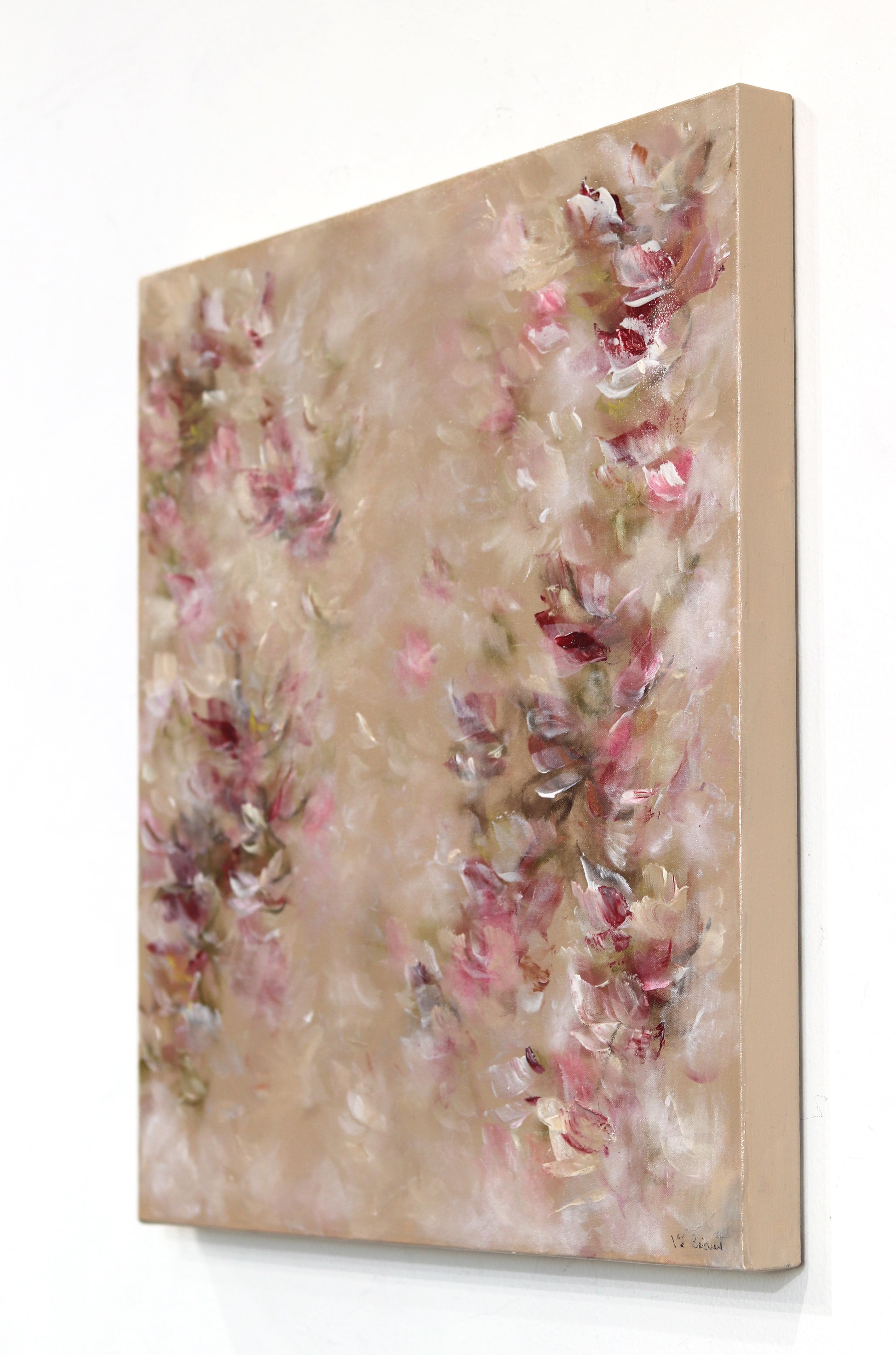 Love Season - Dreamy Romantic Abstract Textural Soft Blush Tone Floral Malerei im Angebot 1